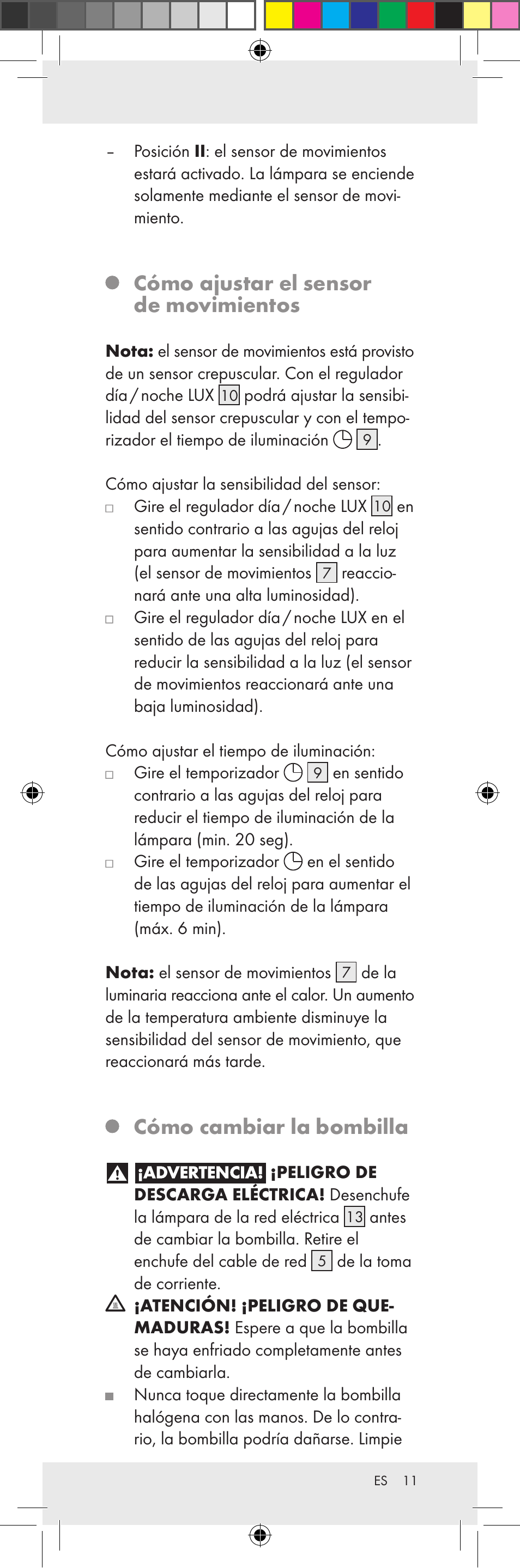 Cómo ajustar el sensor de movimientos, Cómo cambiar la bombilla | Livarno Z31159A-BS Z31159B-BS User Manual | Page 11 / 48