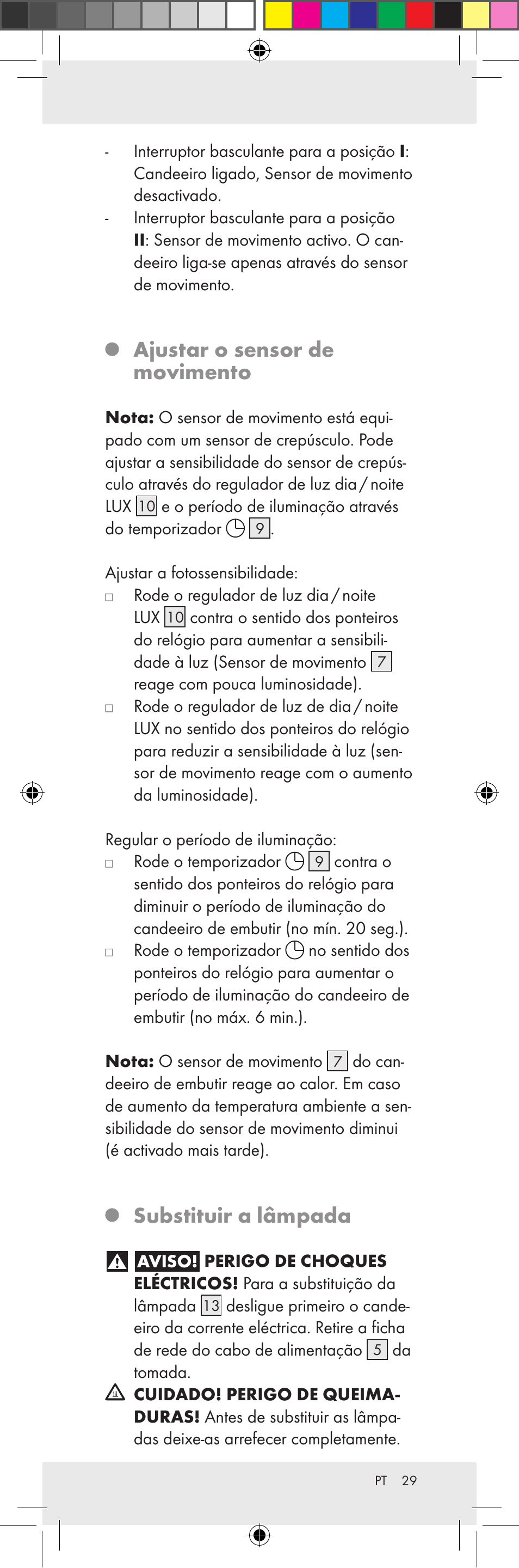 Ajustar o sensor de movimento, Substituir a lâmpada | Livarno Z31159A-BS Z31159B-BS User Manual | Page 29 / 48