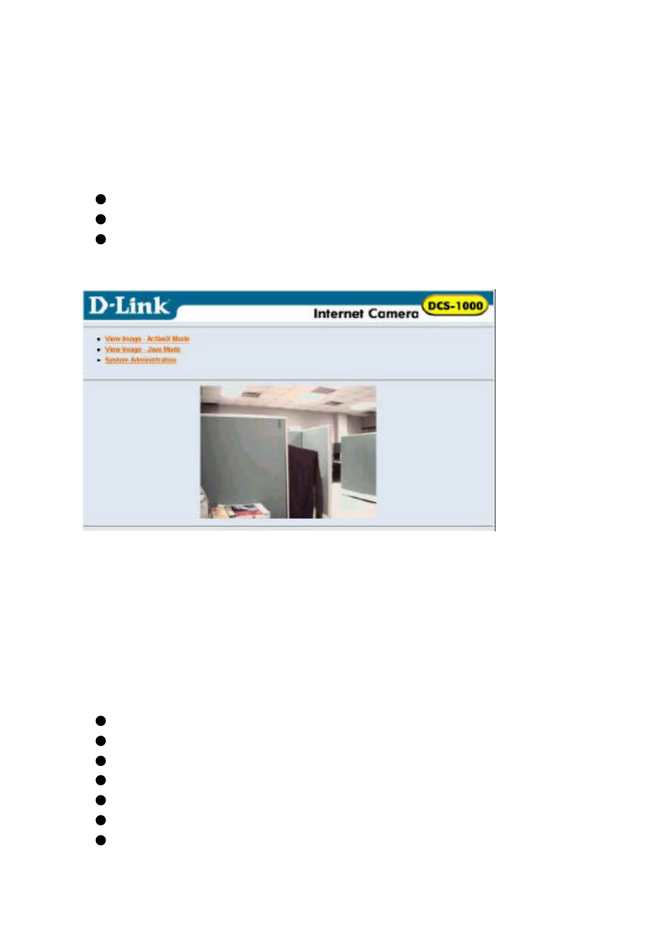 Main menu image, System administration | D-Link DCS-1000 User Manual | Page 13 / 83