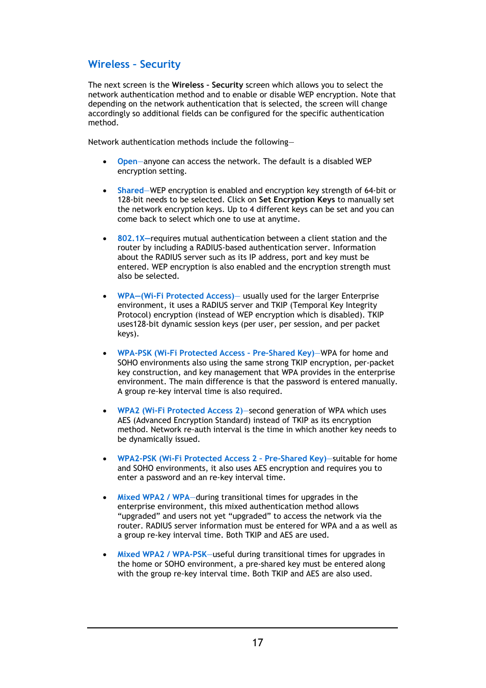 Wireless – security | D-Link DSL-2640B User Manual | Page 18 / 85