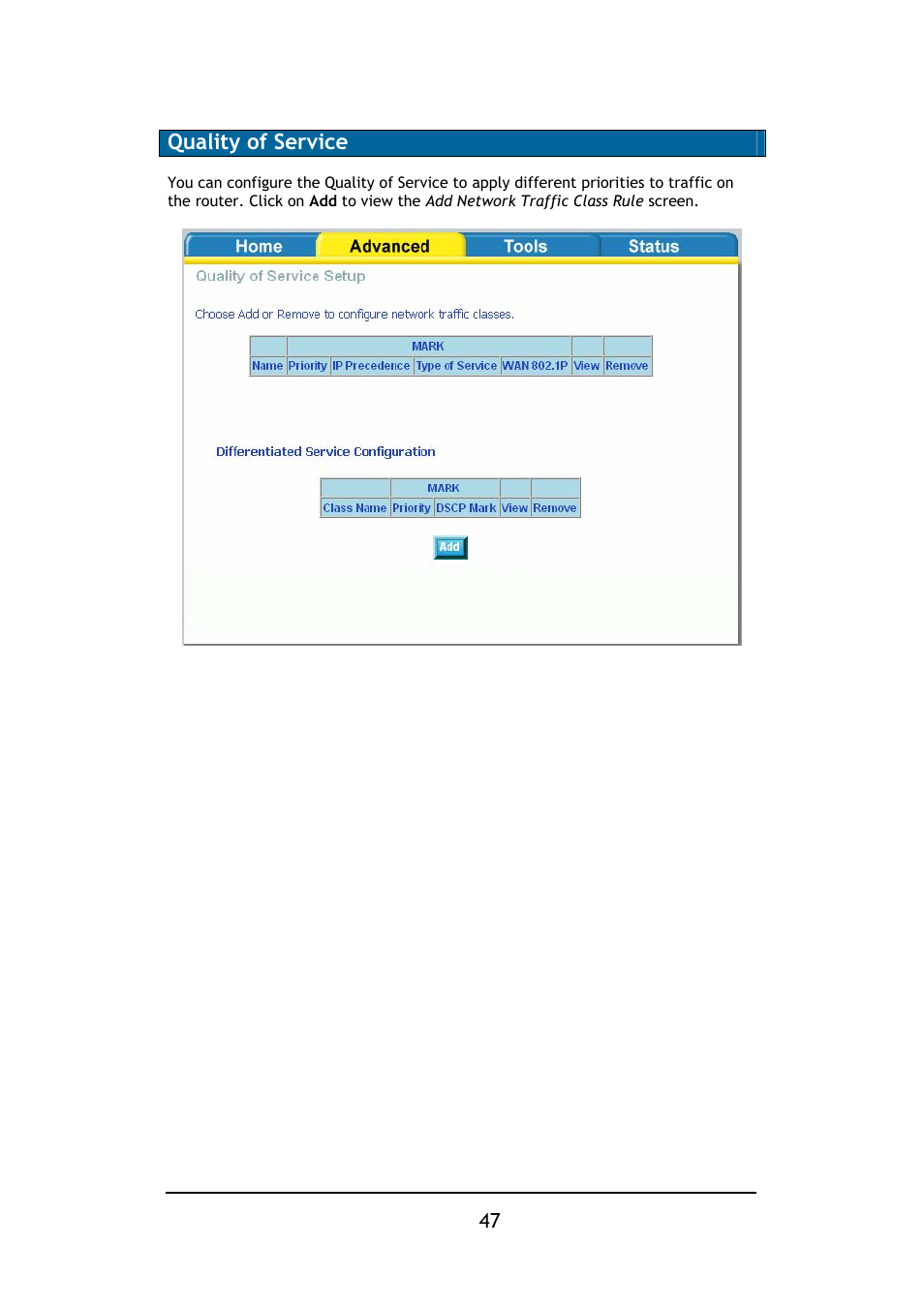 Quality of service | D-Link DSL-2640B User Manual | Page 48 / 85