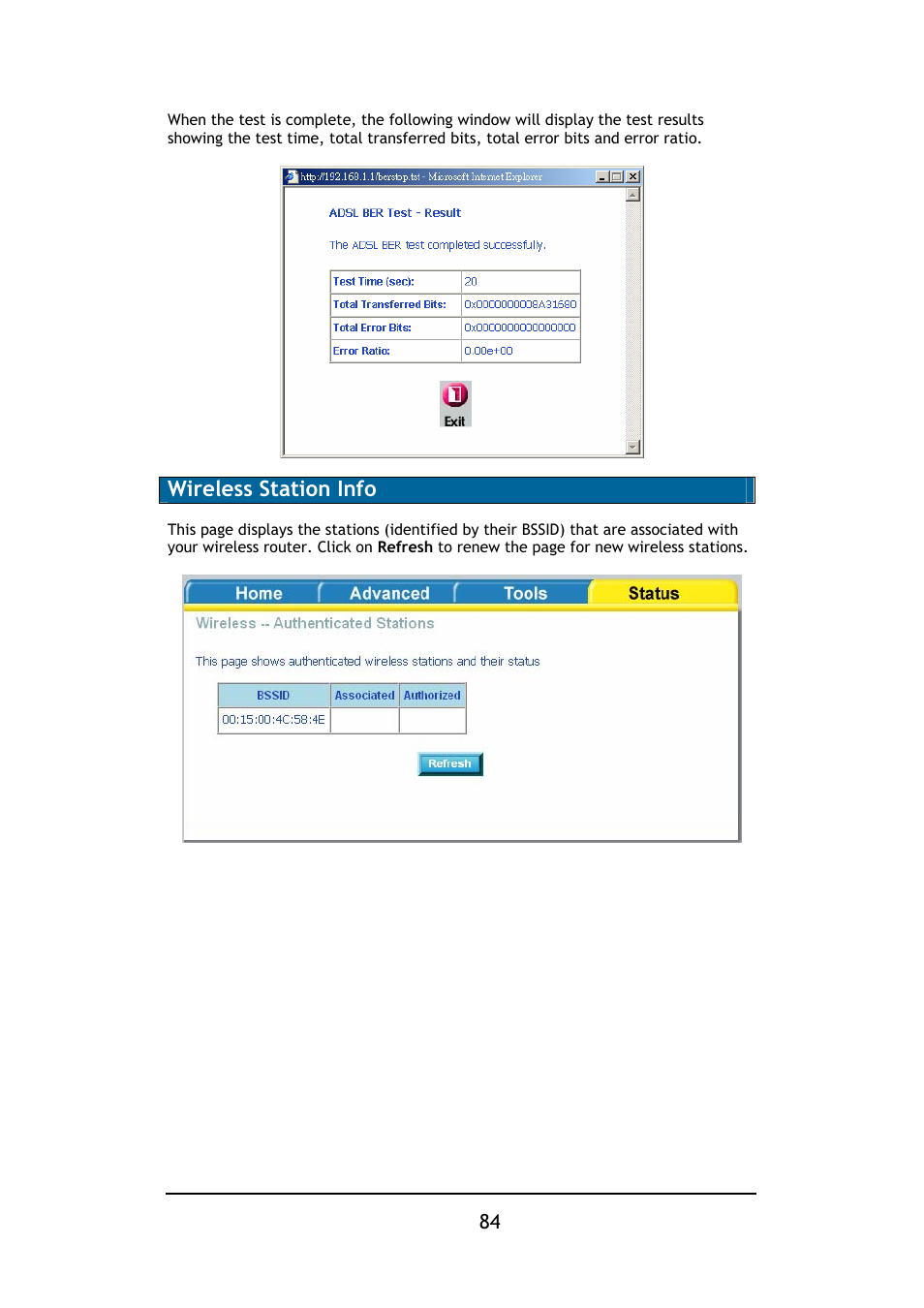 Wireless station info | D-Link DSL-2640B User Manual | Page 85 / 85