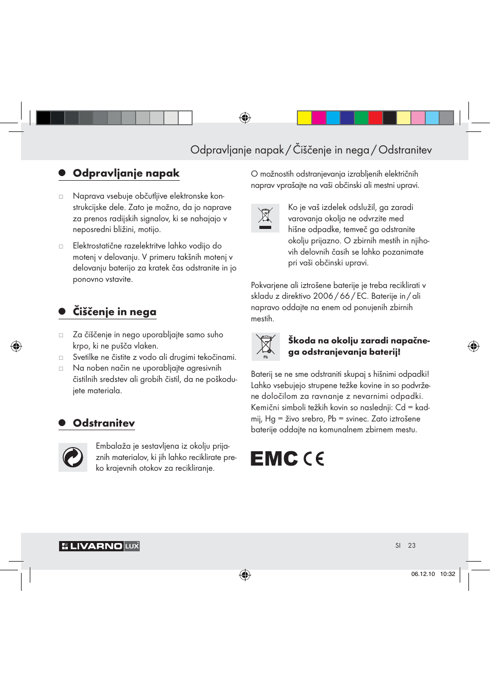Odpravljanje napak, Čiščenje in nega, Odstranitev | Livarno Z31124 User Manual | Page 21 / 32