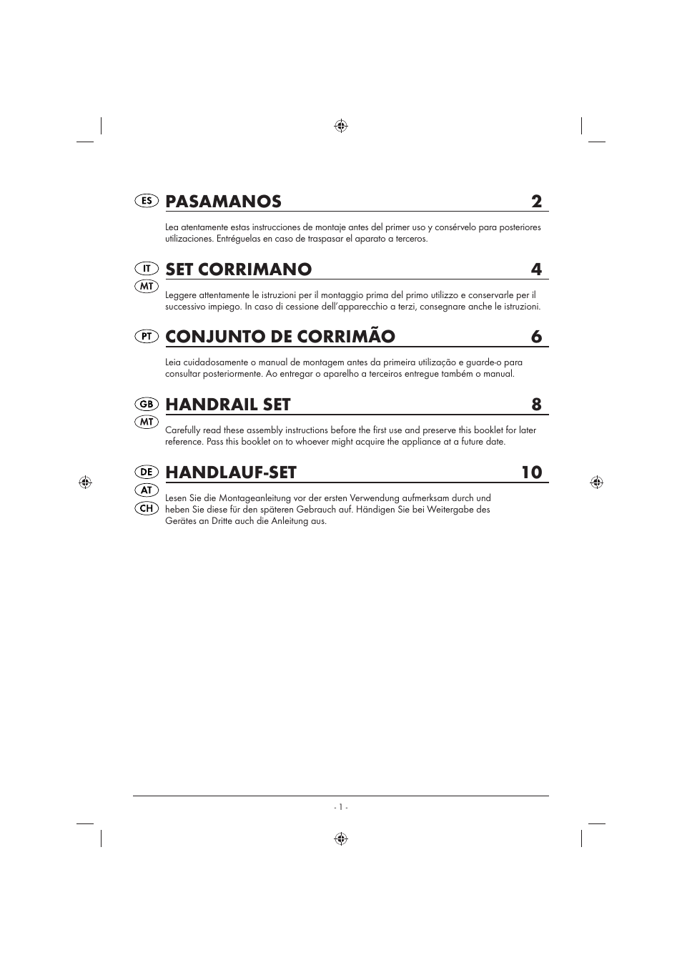 Pasamanos 2, Set corrimano 4, Conjunto de corrimão 6 | Handrail set 8, Handlauf-set 10 | Livarno LHE 150 A1 User Manual | Page 2 / 12