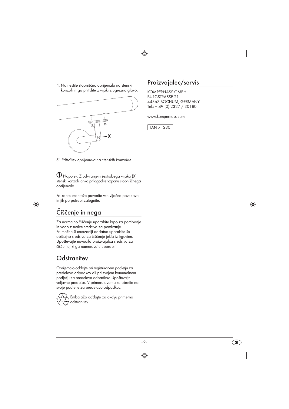 Čiščenje in nega, Odstranitev, Proizvajalec/servis | Livarno LHE 150 A1 User Manual | Page 10 / 16