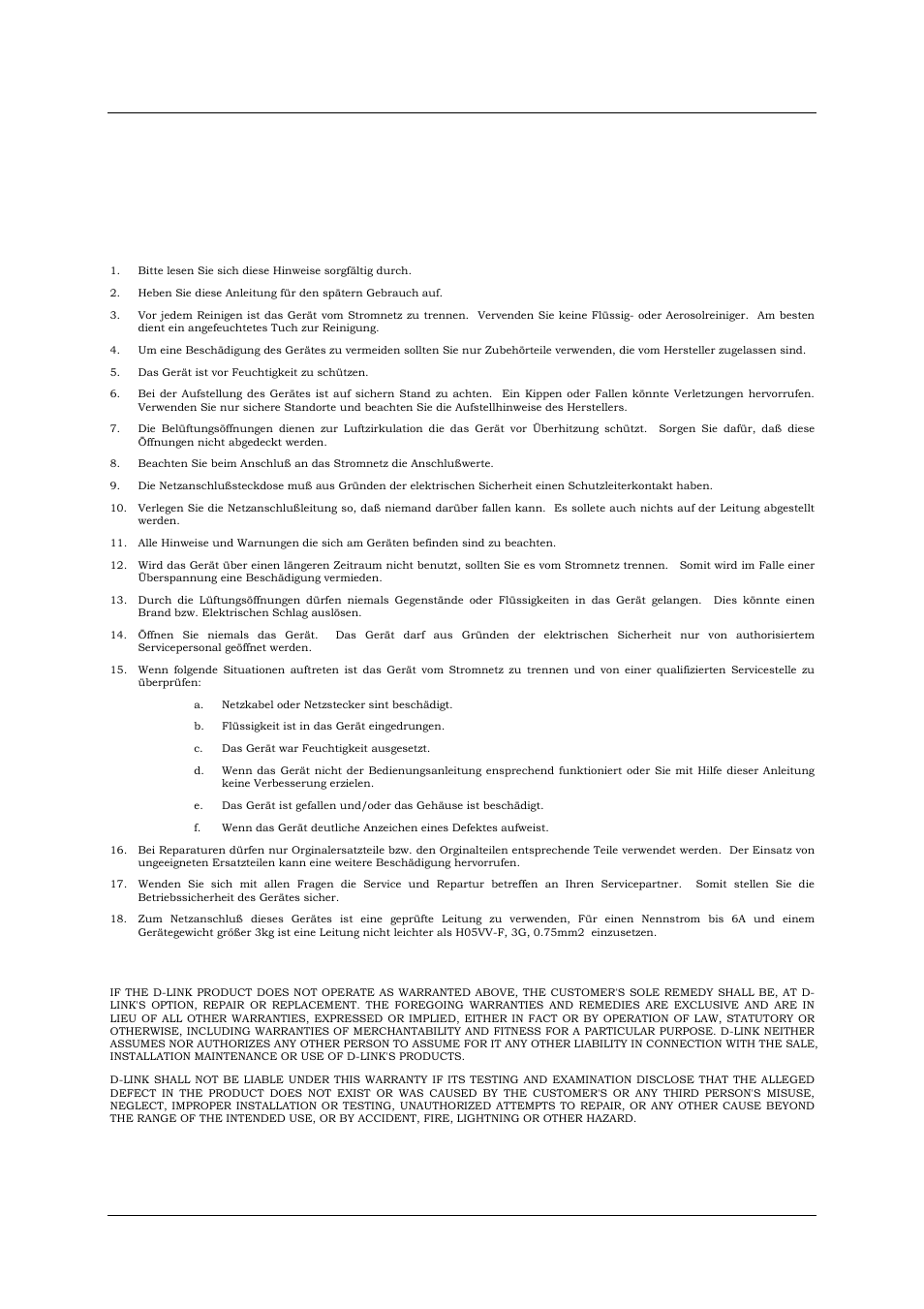 Wichtige sicherheitshinweise, Warranties exclusive, Dsl-500t adsl router user’s guide iii | D-Link DSL-500T User Manual | Page 3 / 87