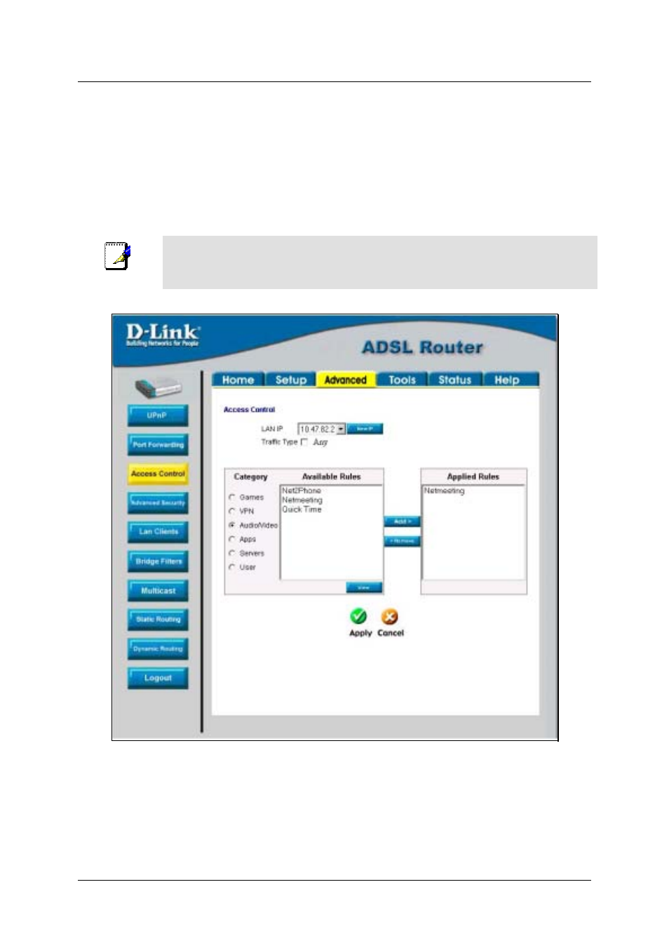 Access control | D-Link DSL-500T User Manual | Page 53 / 87