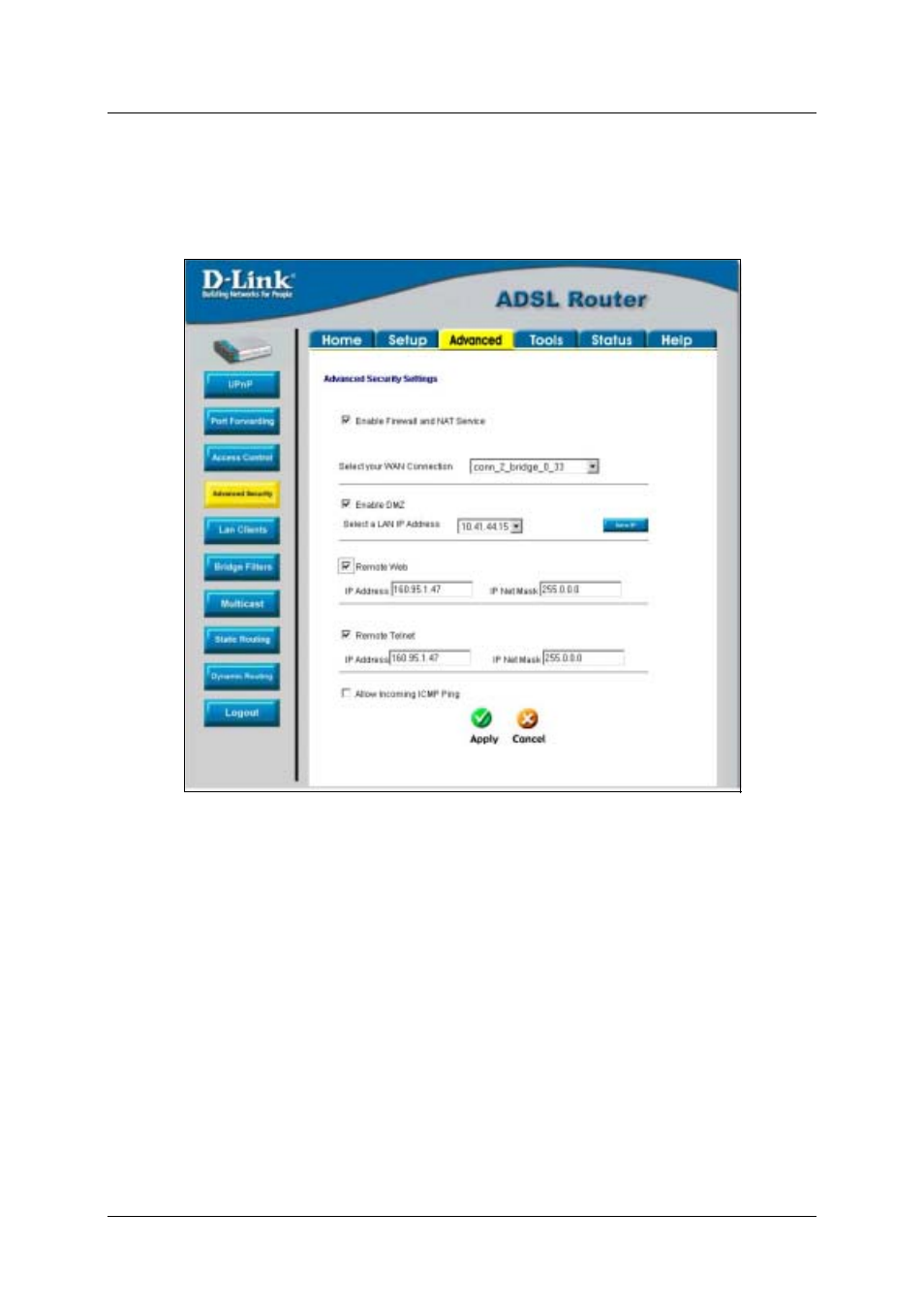 Advanced security | D-Link DSL-500T User Manual | Page 55 / 87