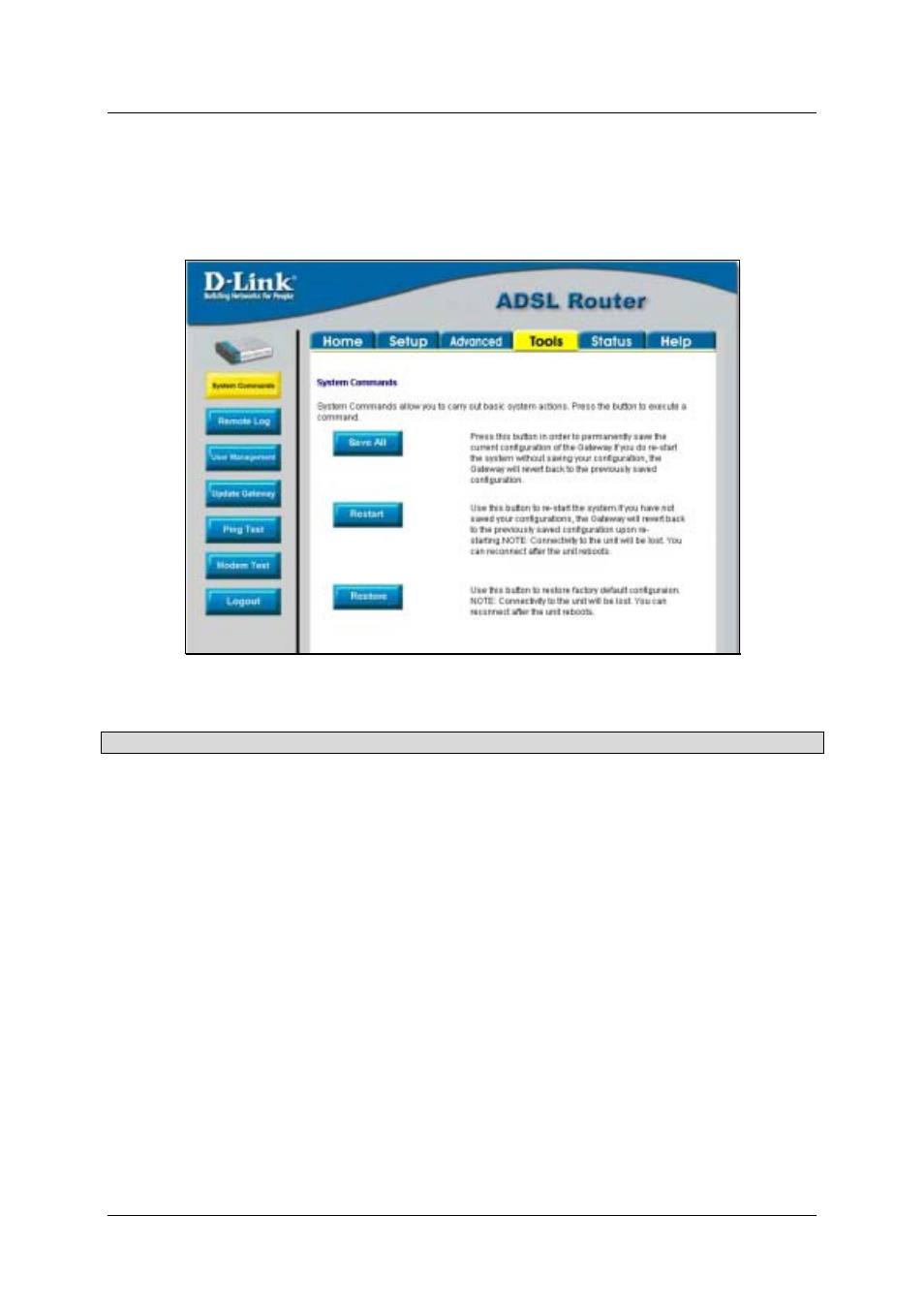 System commands | D-Link DSL-500T User Manual | Page 63 / 87