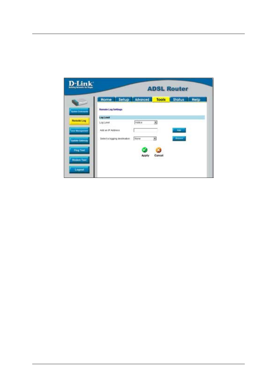 Remote log | D-Link DSL-500T User Manual | Page 64 / 87