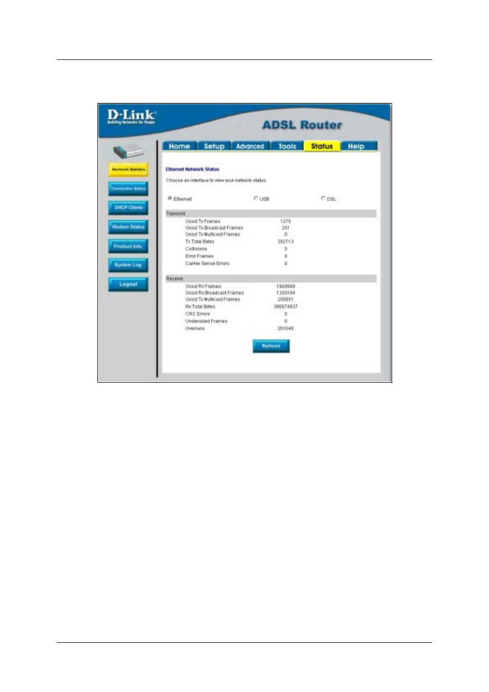 Network statistics | D-Link DSL-500T User Manual | Page 69 / 87