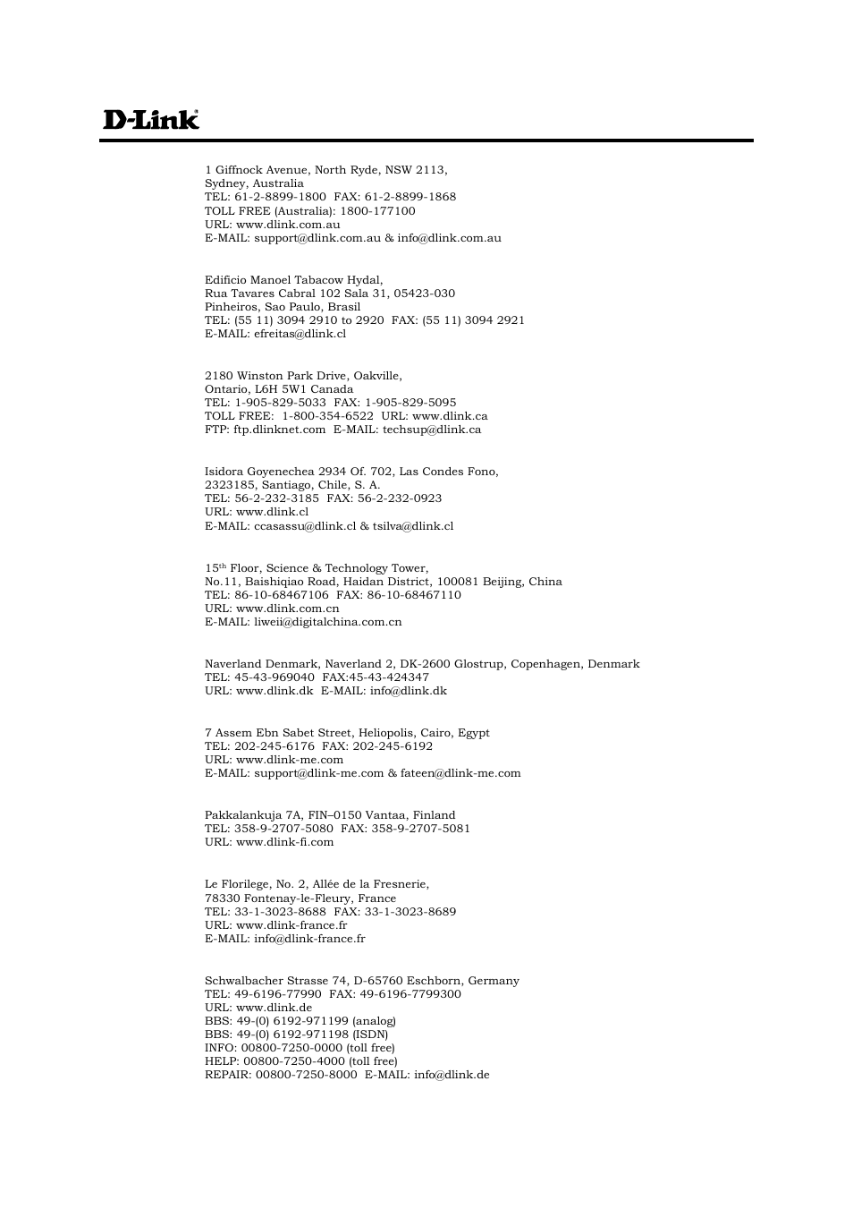 Offices | D-Link DSL-500T User Manual | Page 83 / 87