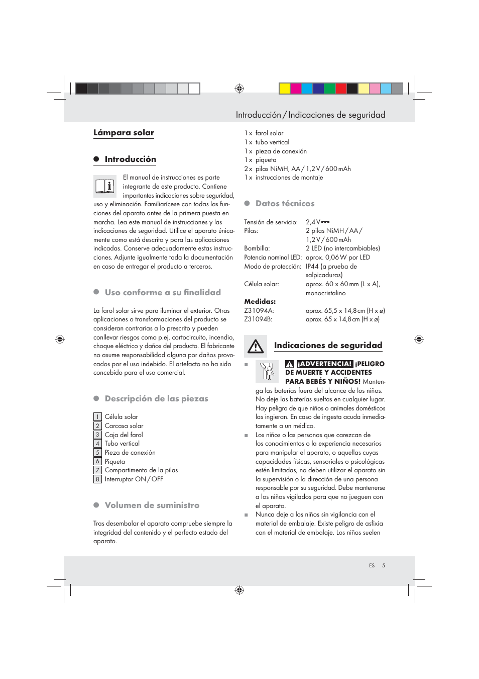 Introducción / indicaciones de seguridad | Livarno Z31094A Z31094B User Manual | Page 5 / 29