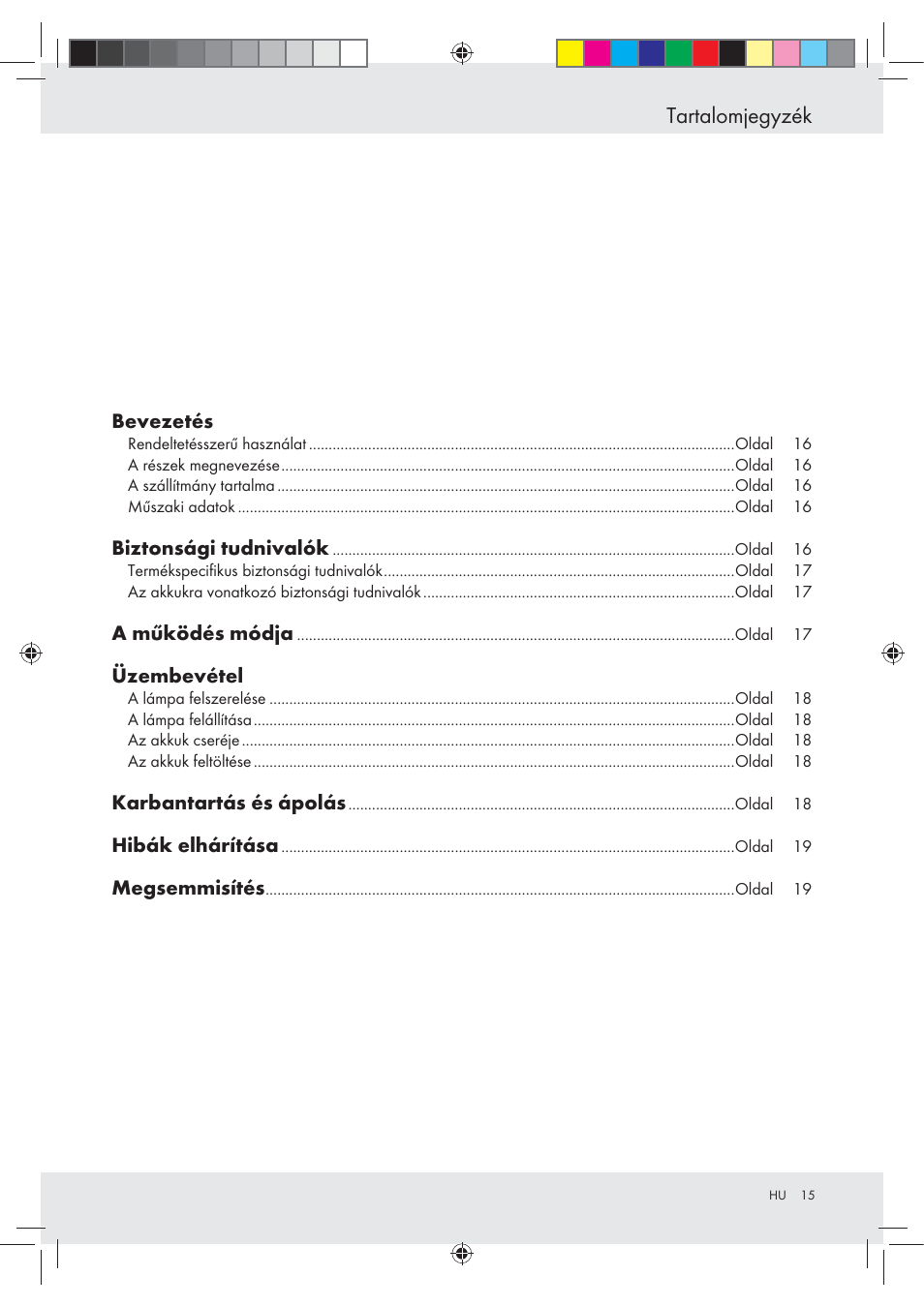 Tartalomjegyzék | Livarno Z31094A Z31094B User Manual | Page 15 / 40