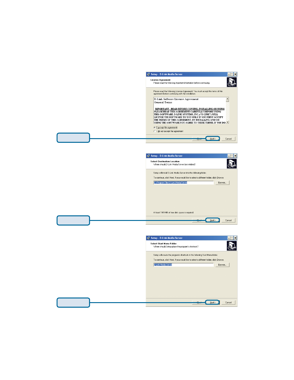 Installing the d-link, Media server software (continued) | D-Link DSM-320RD User Manual | Page 19 / 120