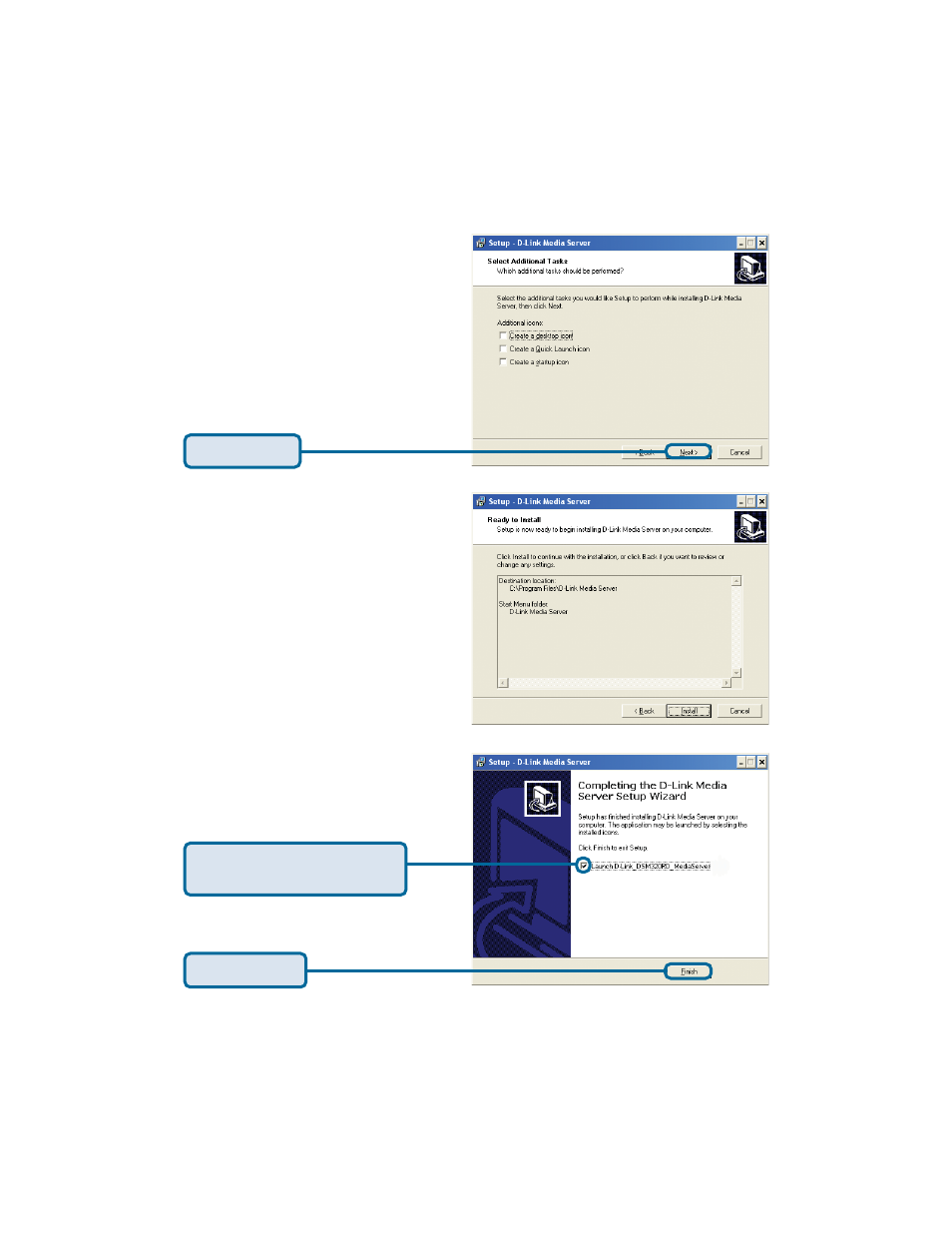 Installing the d-link, Media server software (continued) | D-Link DSM-320RD User Manual | Page 20 / 120