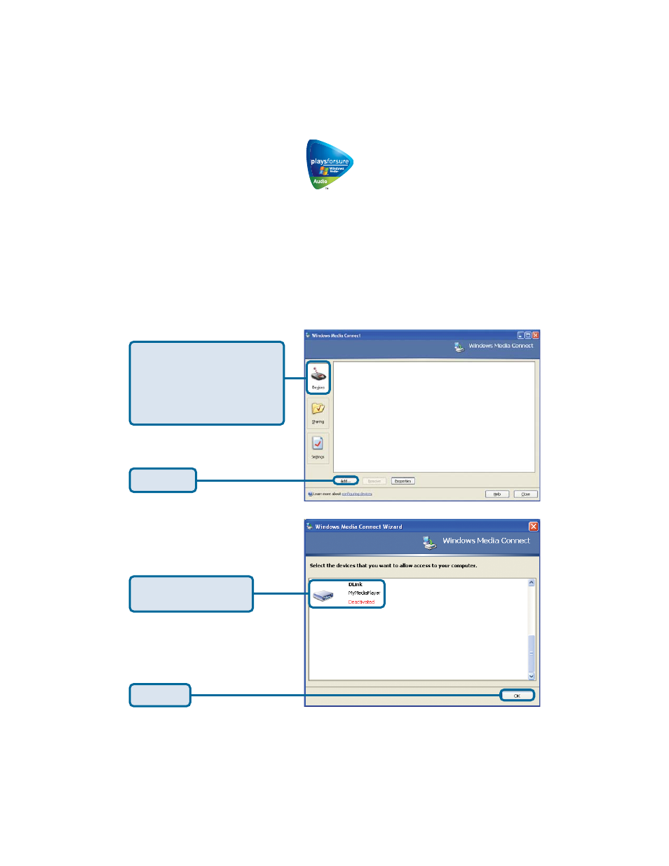 Using windows, Media connect software, Configuring windows | Media connect | D-Link DSM-320RD User Manual | Page 29 / 120