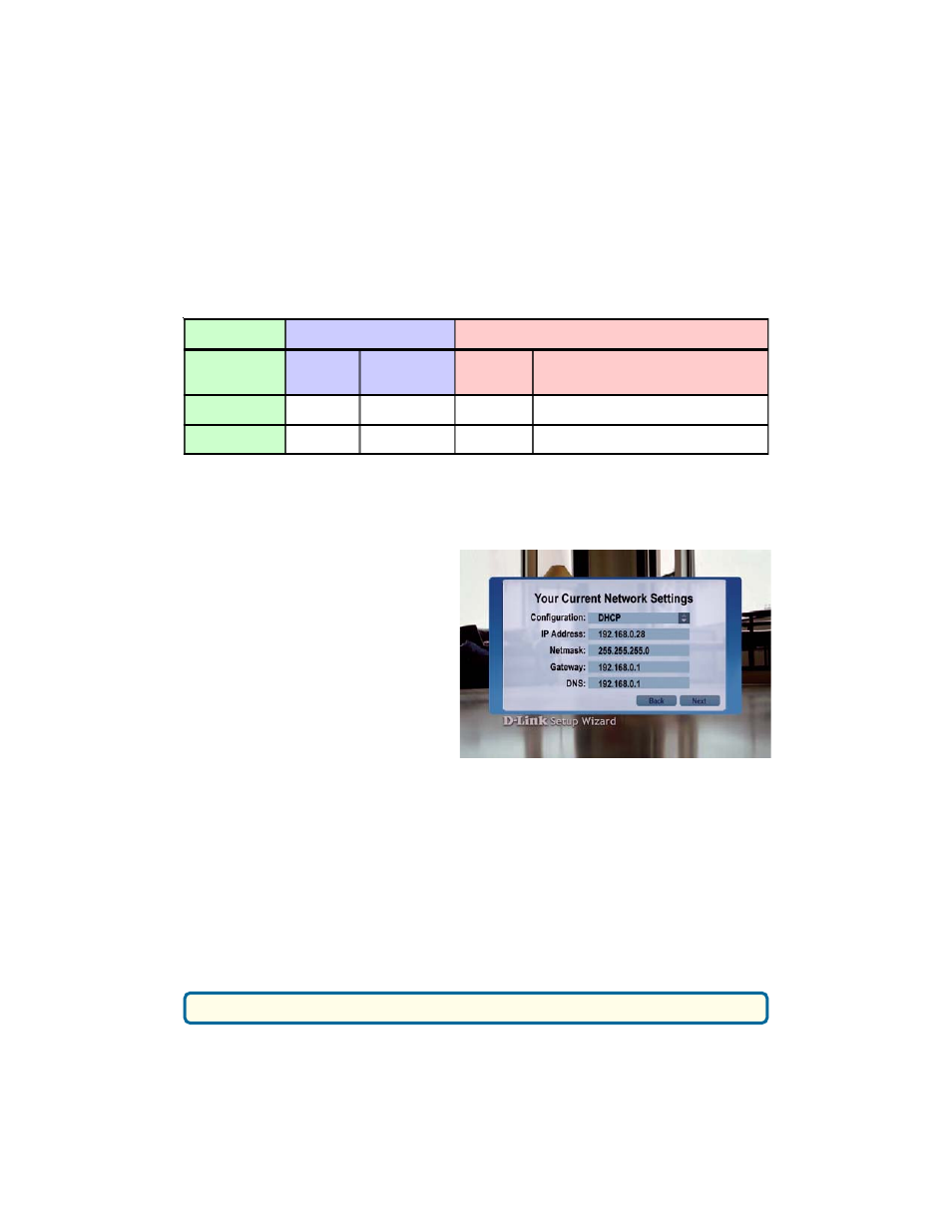 The dsm-320rd setup wizard (continued), Current network settings | D-Link DSM-320RD User Manual | Page 41 / 120