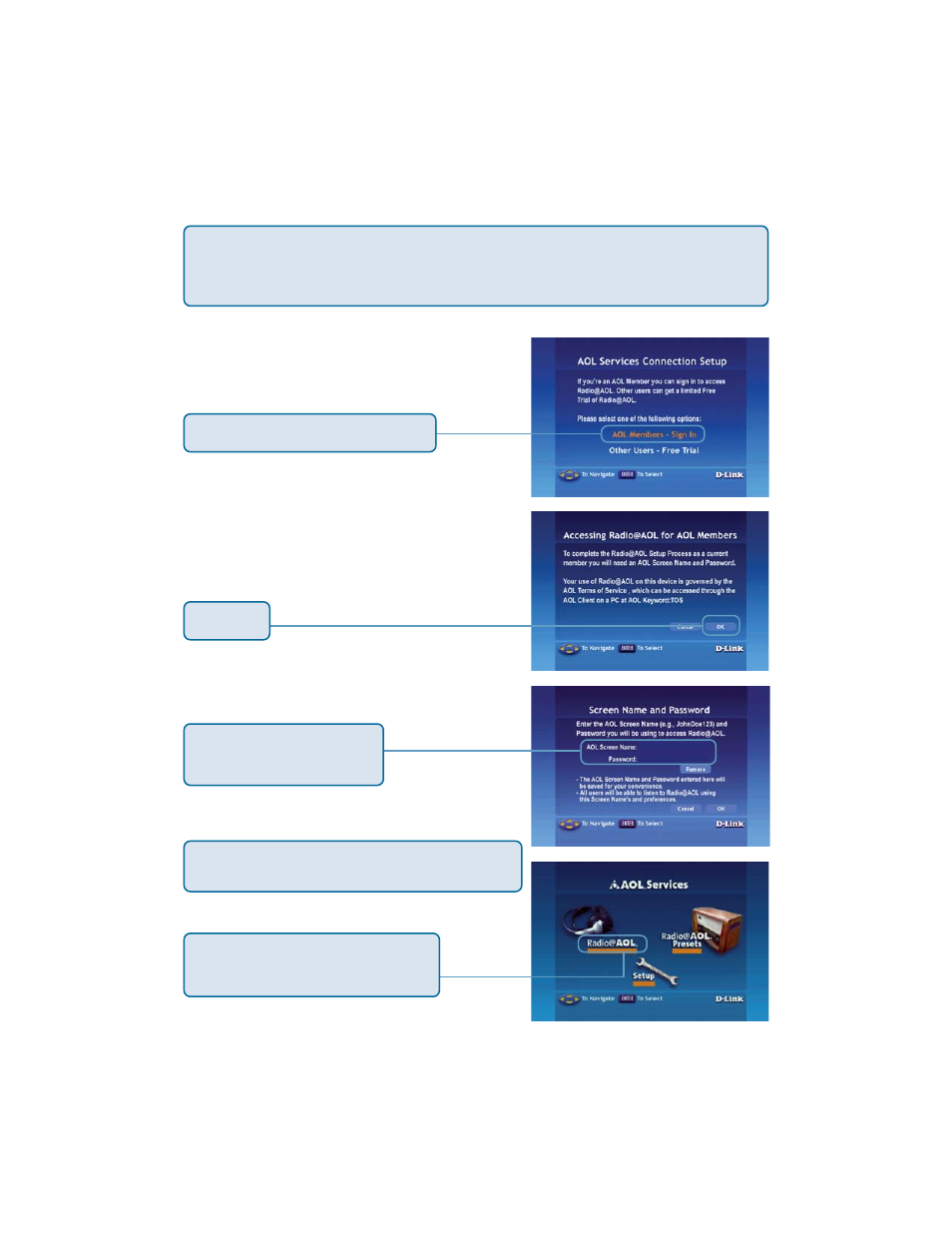 Online media (continued), For aol, Members | D-Link DSM-320RD User Manual | Page 70 / 120