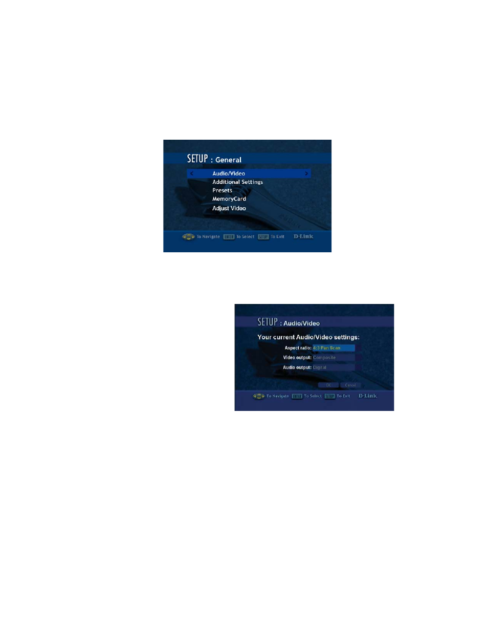 Setup (continued) general, Audio/video | D-Link DSM-320RD User Manual | Page 93 / 120