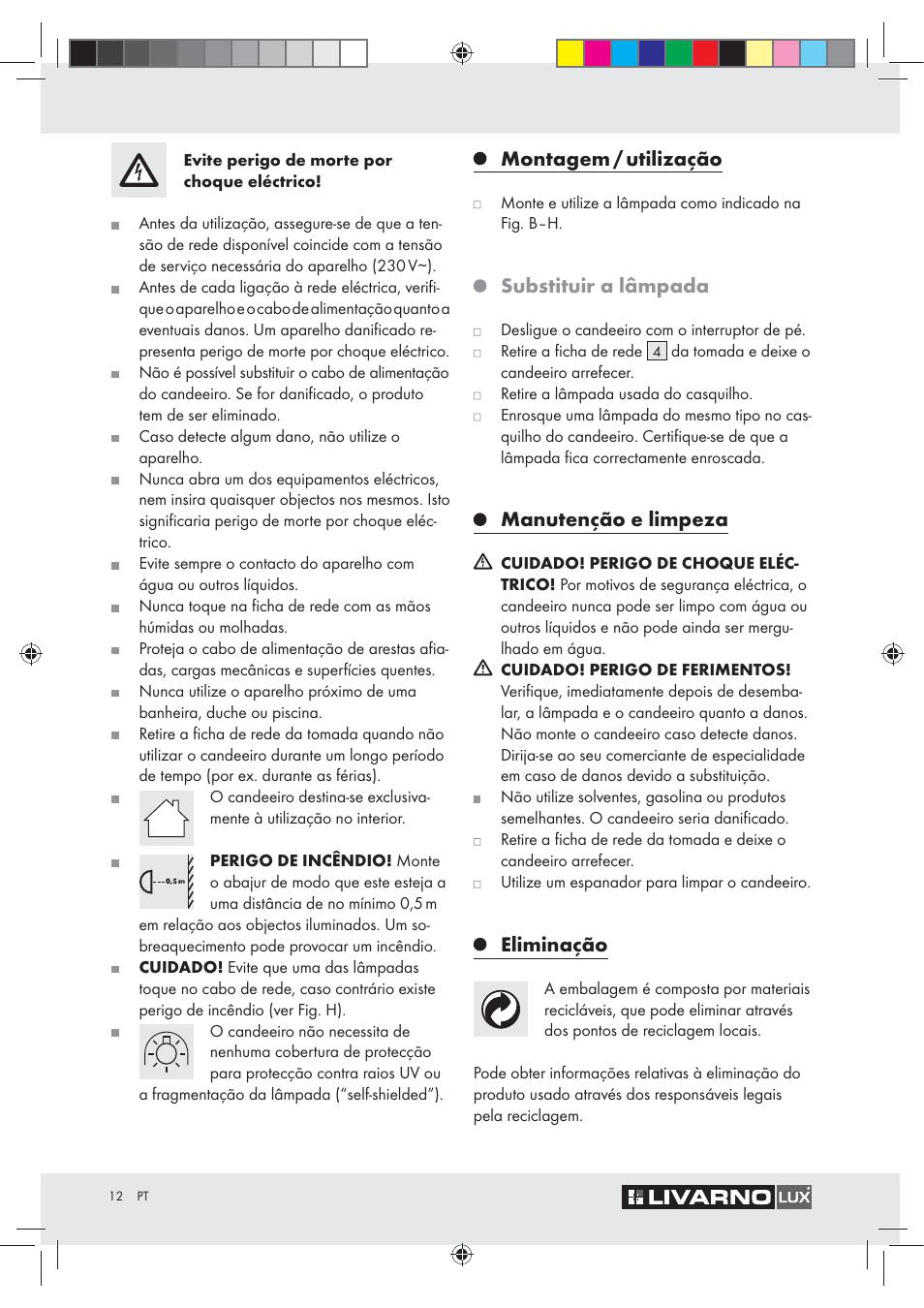 Montagem / utilização, Substituir a lâmpada, Manutenção e limpeza | Eliminação | Livarno Z31050..-BS User Manual | Page 12 / 20