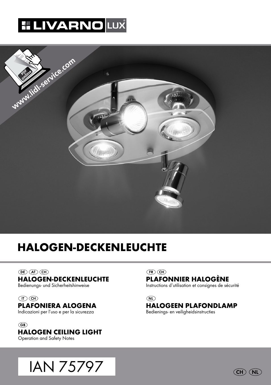 Livarno HALOGEN CEILING LIGHT User Manual | 37 pages