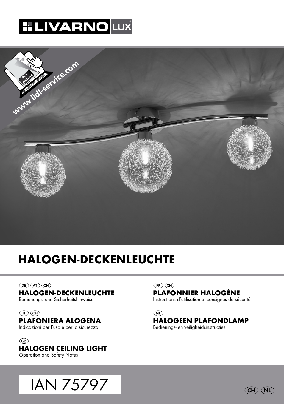 Livarno HALOGEN CEILING LIGHT User Manual | 37 pages