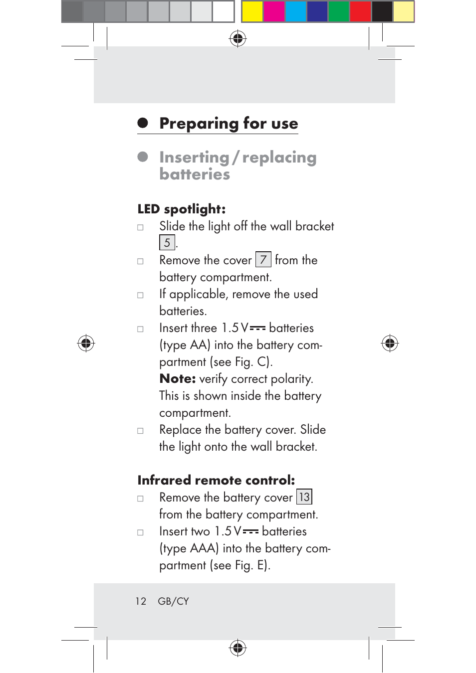 Preparing for use inserting / replacing batteries | Livarno Z31206A-BS User Manual | Page 12 / 40