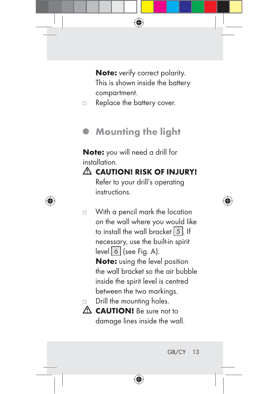 Mounting the light | Livarno Z31206A-BS User Manual | Page 13 / 40