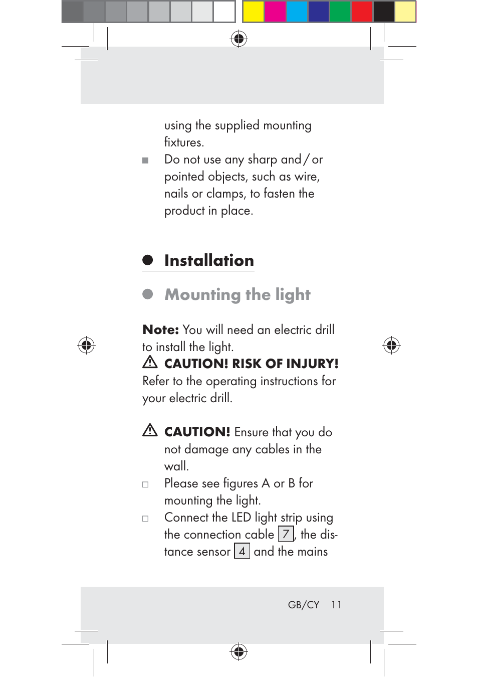 Installation mounting the light | Livarno Z31206B-BS User Manual | Page 11 / 35