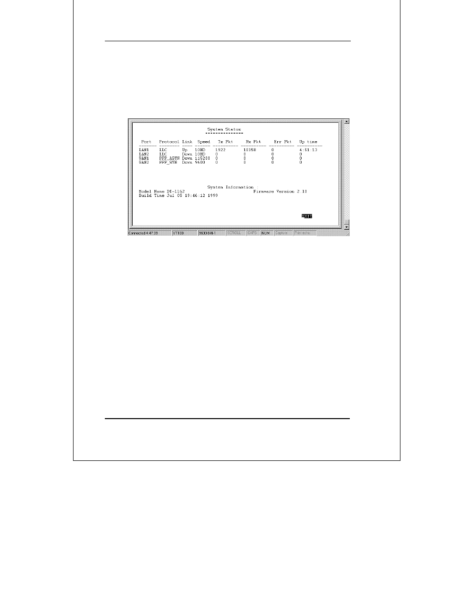 System status, Statistics, Routing table | D-Link DI-1162 User Manual | Page 113 / 170