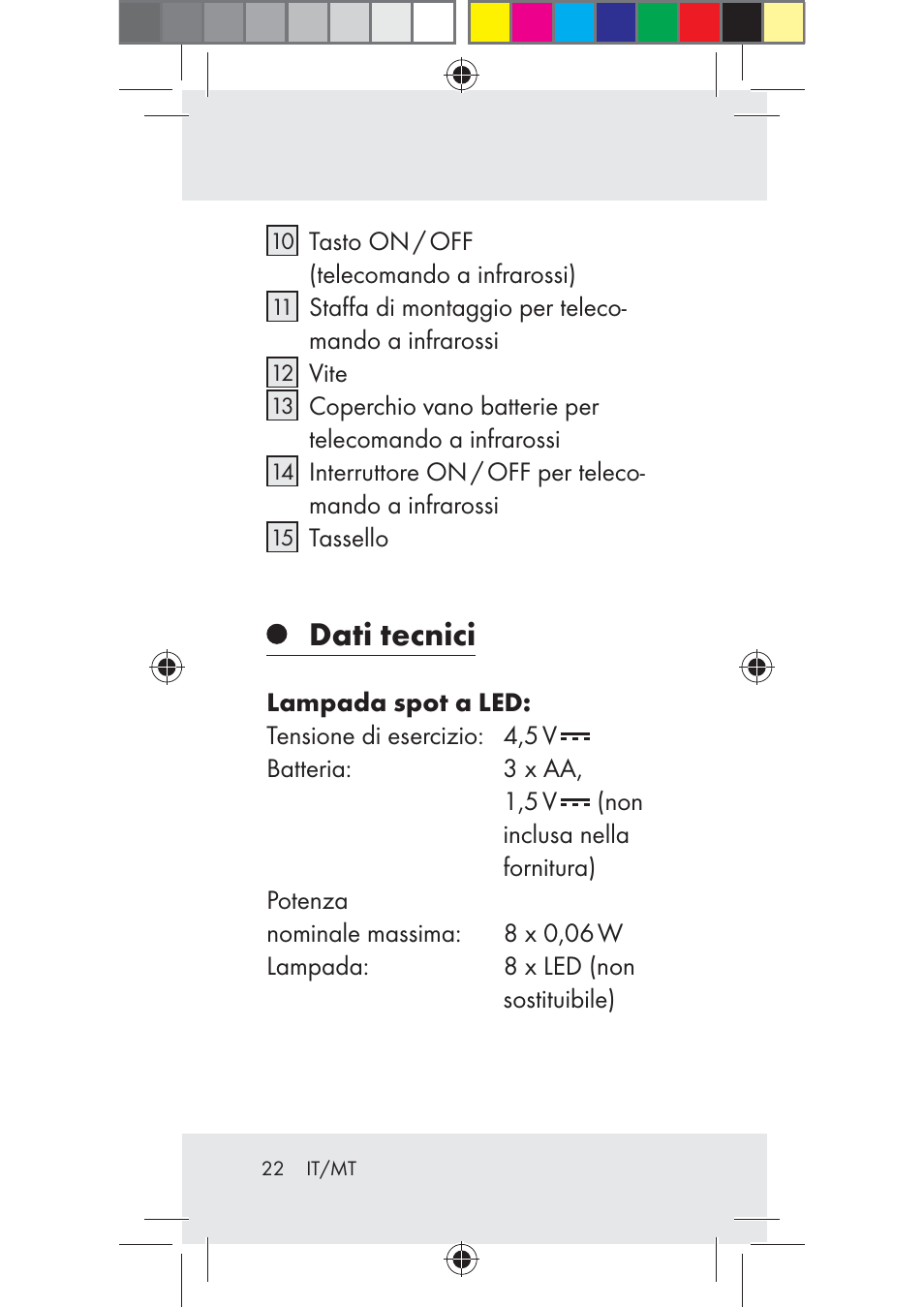 Dati tecnici | Livarno Z31206A-BS User Manual | Page 22 / 89
