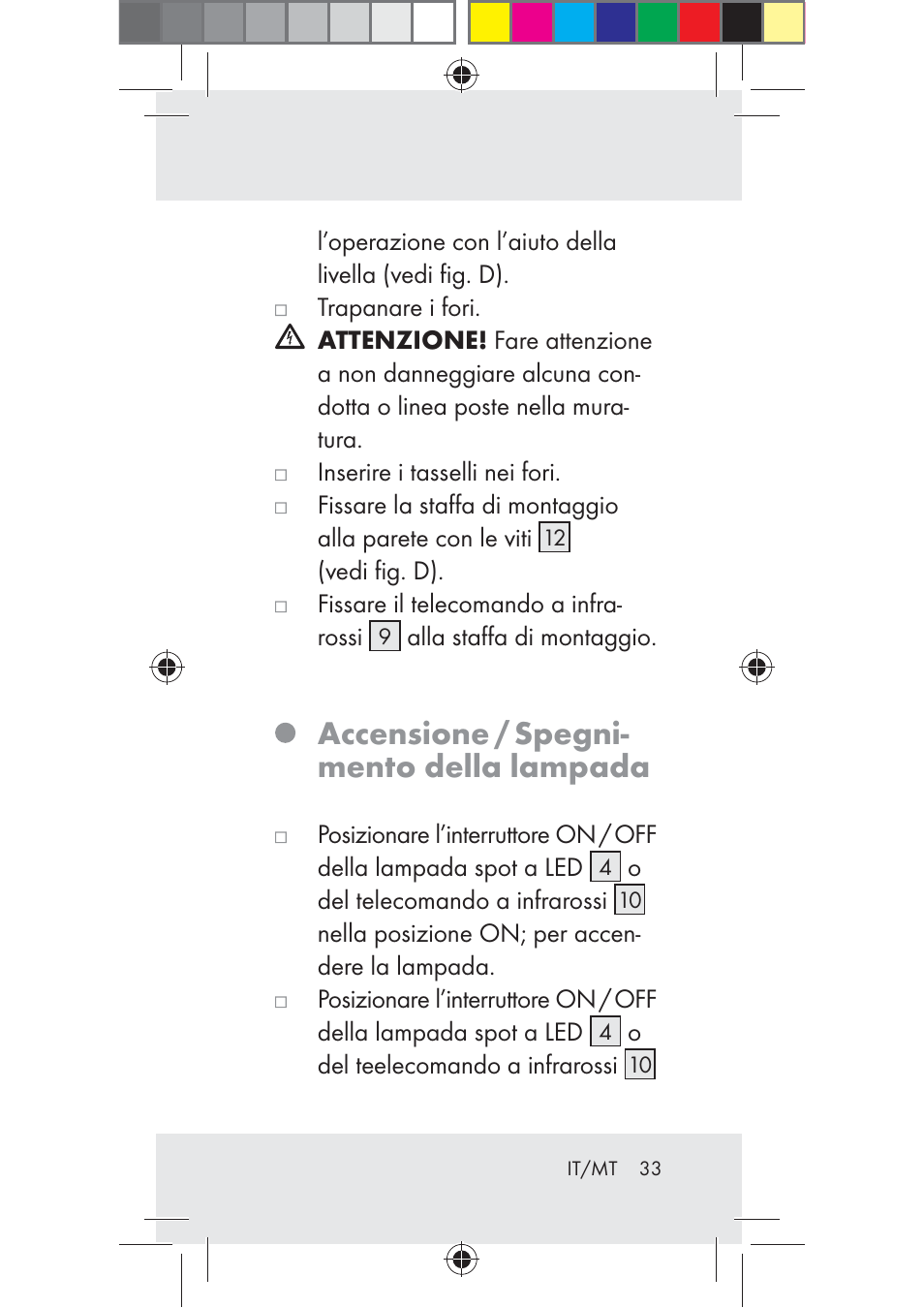 Accensione / spegni- mento della lampada | Livarno Z31206A-BS User Manual | Page 33 / 89