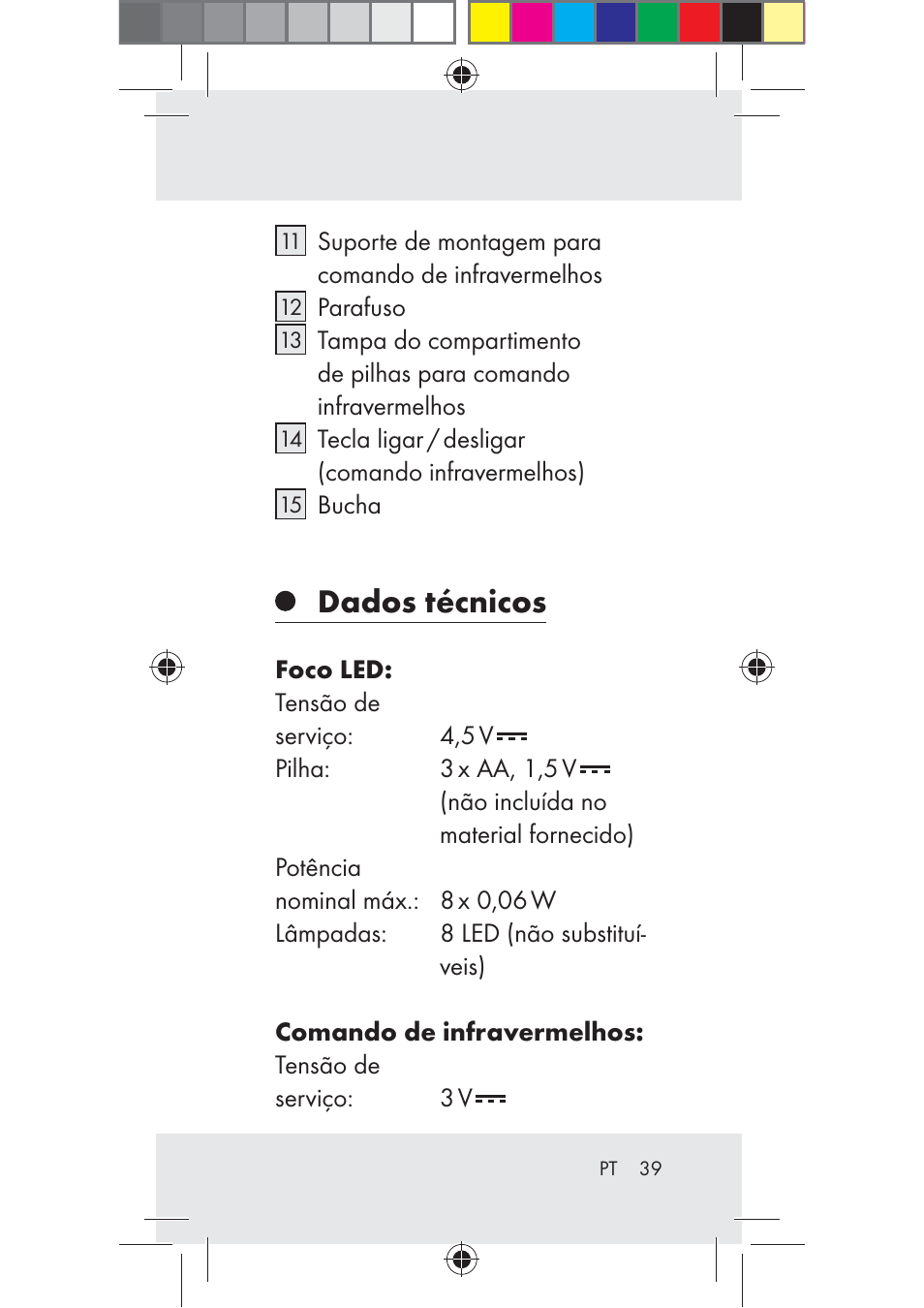 Dados técnicos | Livarno Z31206A-BS User Manual | Page 39 / 89
