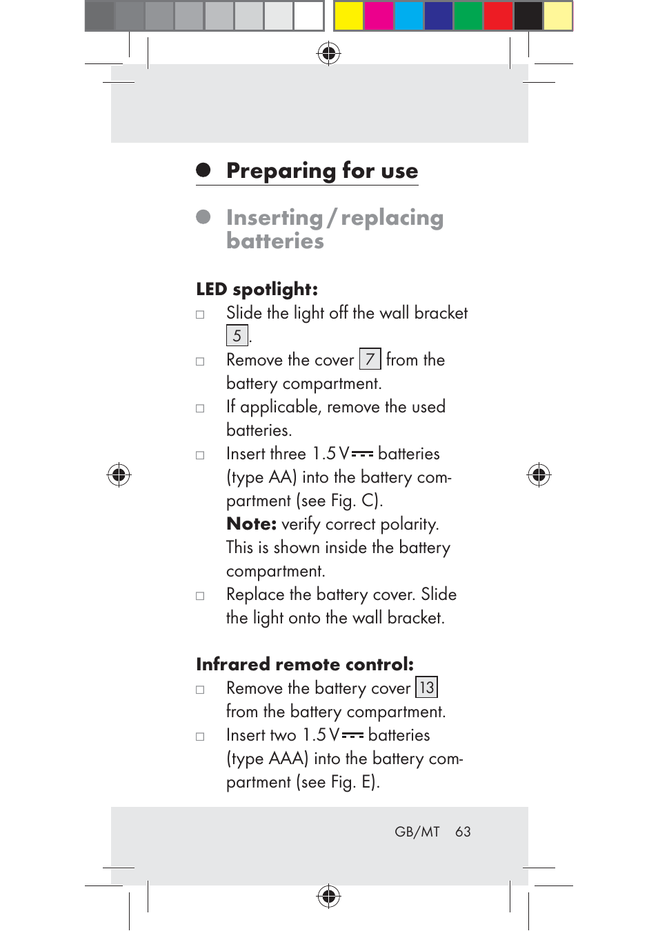 Preparing for use inserting / replacing batteries | Livarno Z31206A-BS User Manual | Page 63 / 89