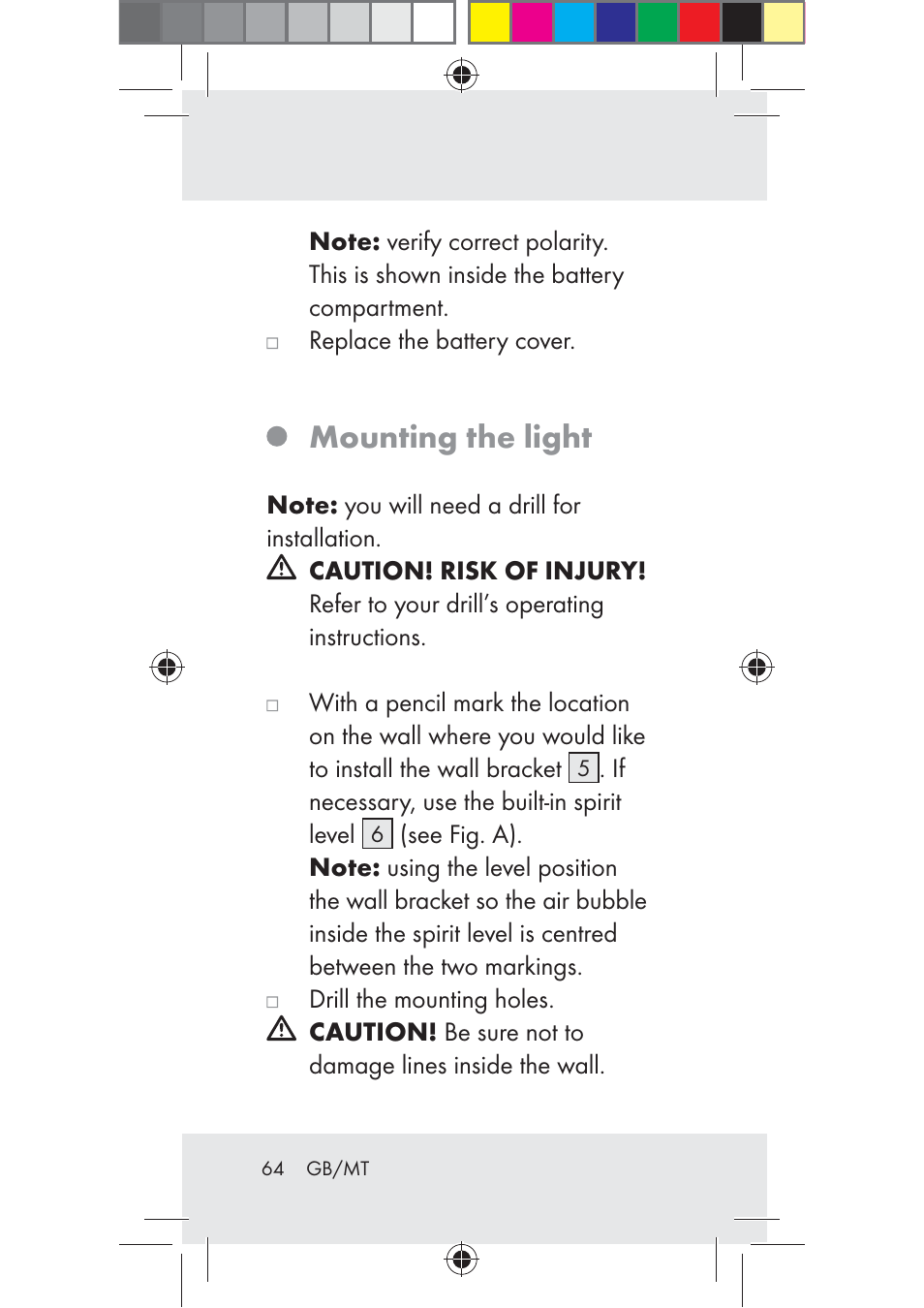 Mounting the light | Livarno Z31206A-BS User Manual | Page 64 / 89