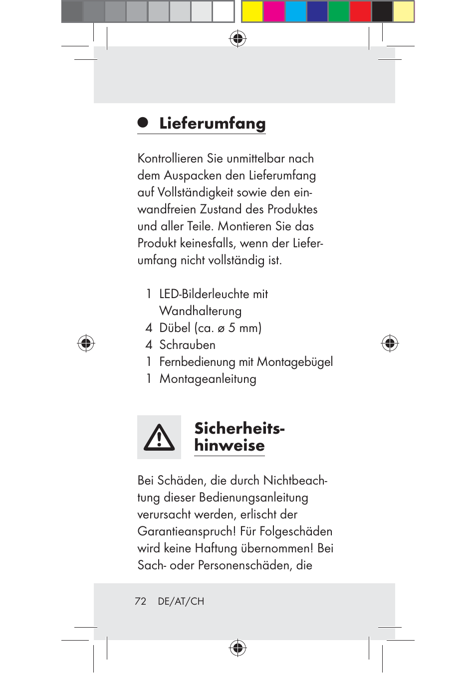 Lieferumfang, Sicherheits- hinweise | Livarno Z31206A-BS User Manual | Page 72 / 89