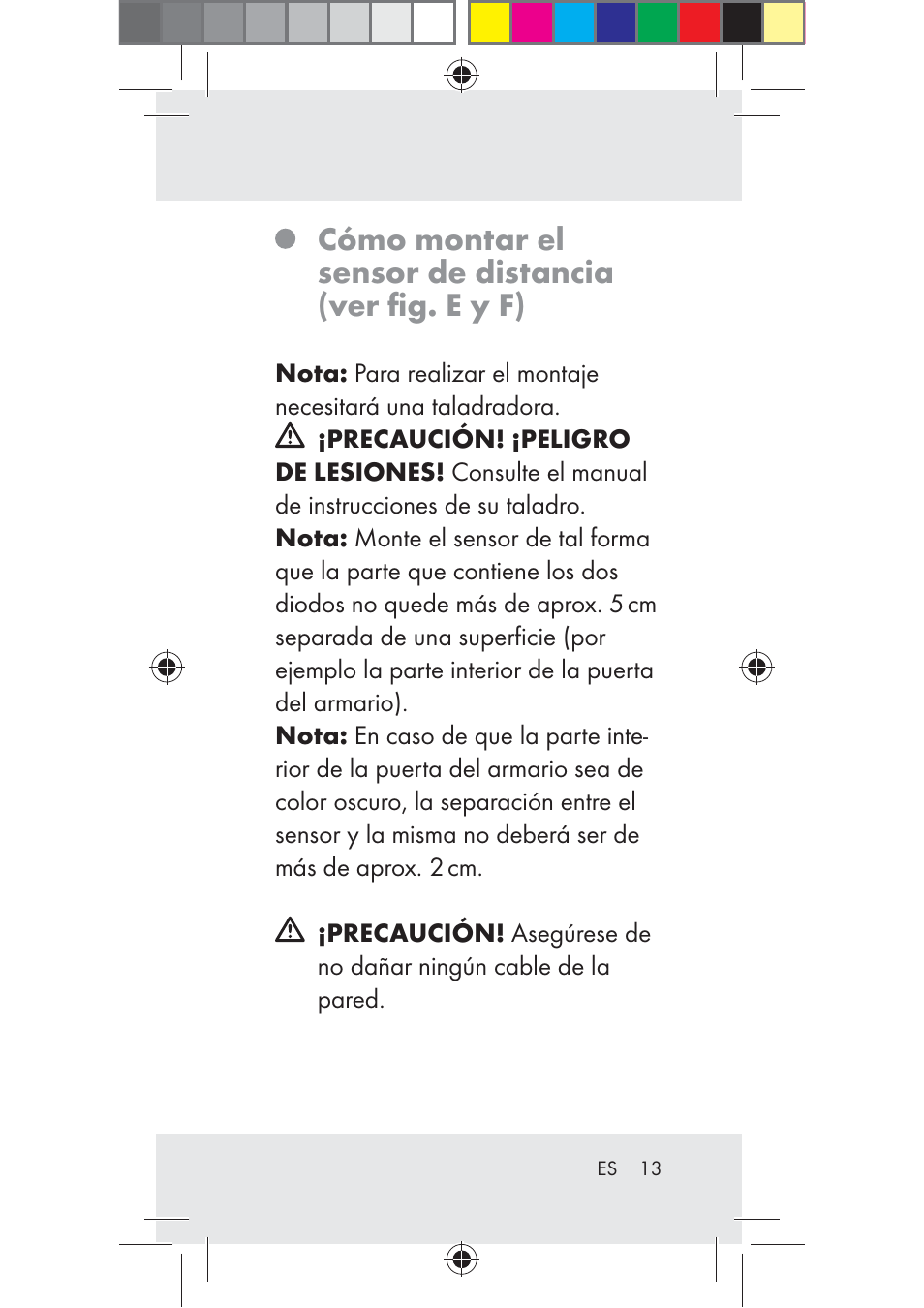 Cómo montar el sensor de distancia (ver ﬁg. e y f) | Livarno Z31206B-BS User Manual | Page 13 / 74