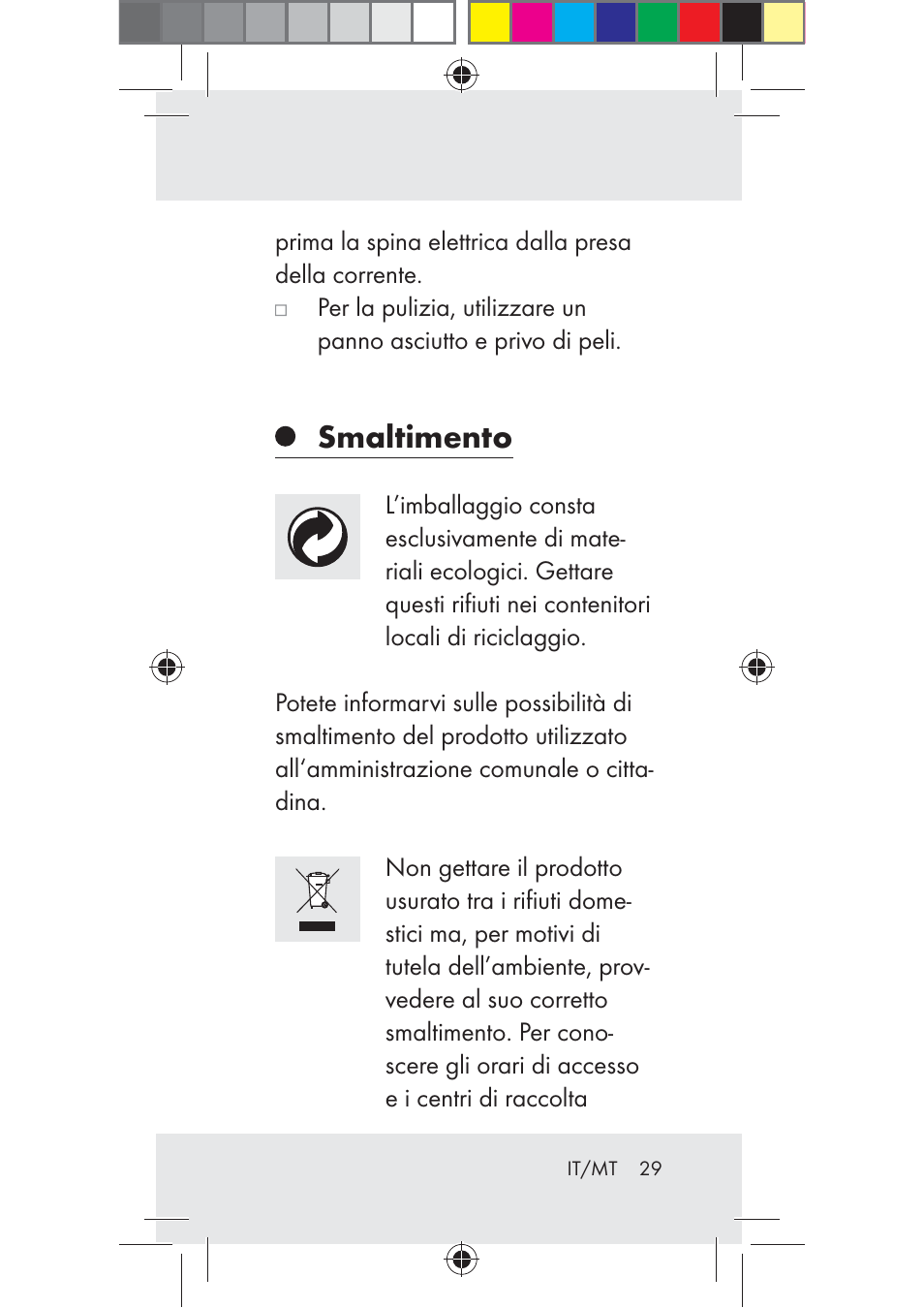 Smaltimento | Livarno Z31206B-BS User Manual | Page 29 / 74