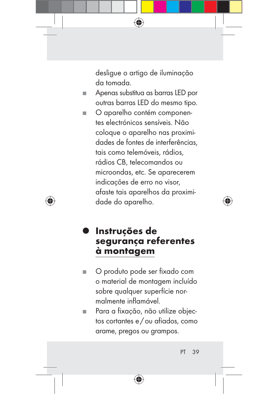 Instruções de segurança referentes à montagem | Livarno Z31206B-BS User Manual | Page 39 / 74