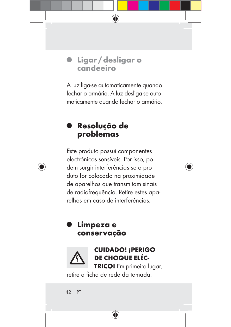 Ligar / desligar o candeeiro, Resolução de problemas, Limpeza e conservação | Livarno Z31206B-BS User Manual | Page 42 / 74