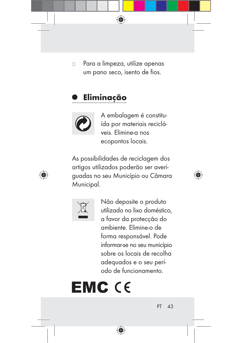 Eliminação | Livarno Z31206B-BS User Manual | Page 43 / 74