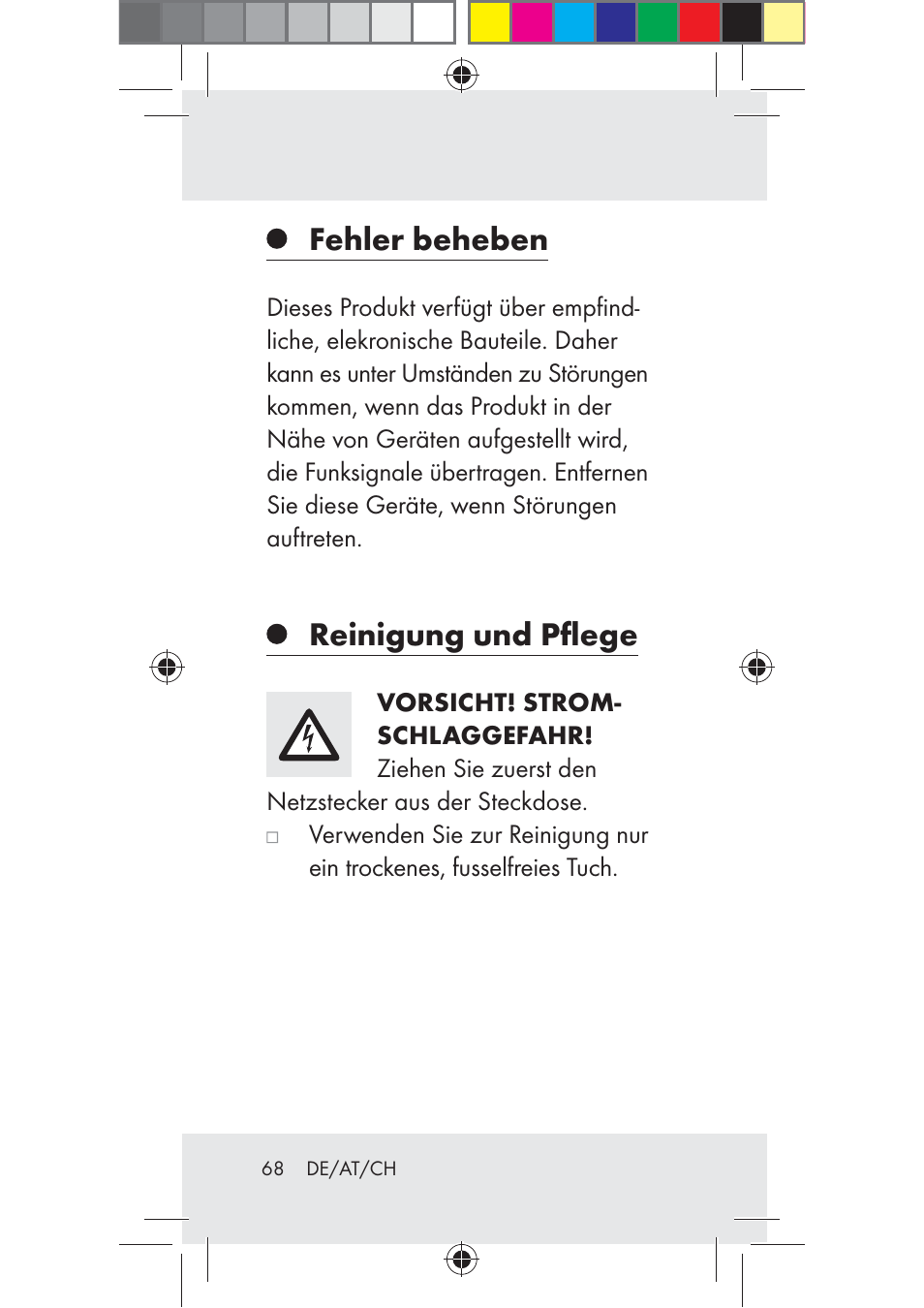 Fehler beheben, Reinigung und pﬂege | Livarno Z31206B-BS User Manual | Page 68 / 74