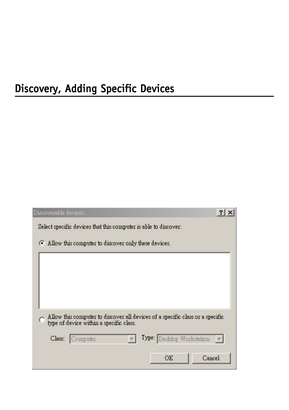 Discovery, adding specific devices | D-Link DBT-120 User Manual | Page 34 / 61