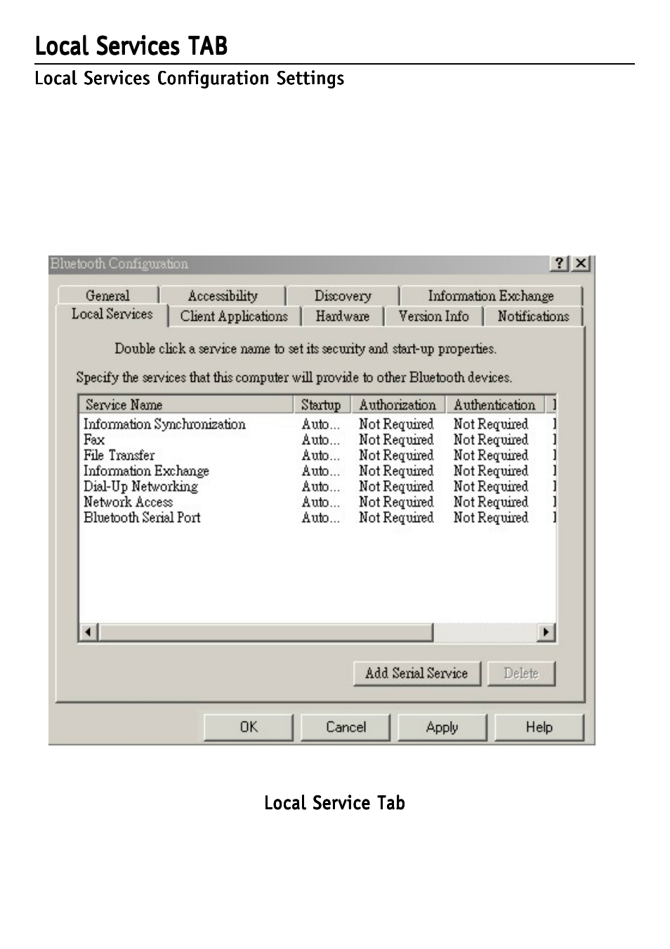 Local services tab | D-Link DBT-120 User Manual | Page 43 / 61
