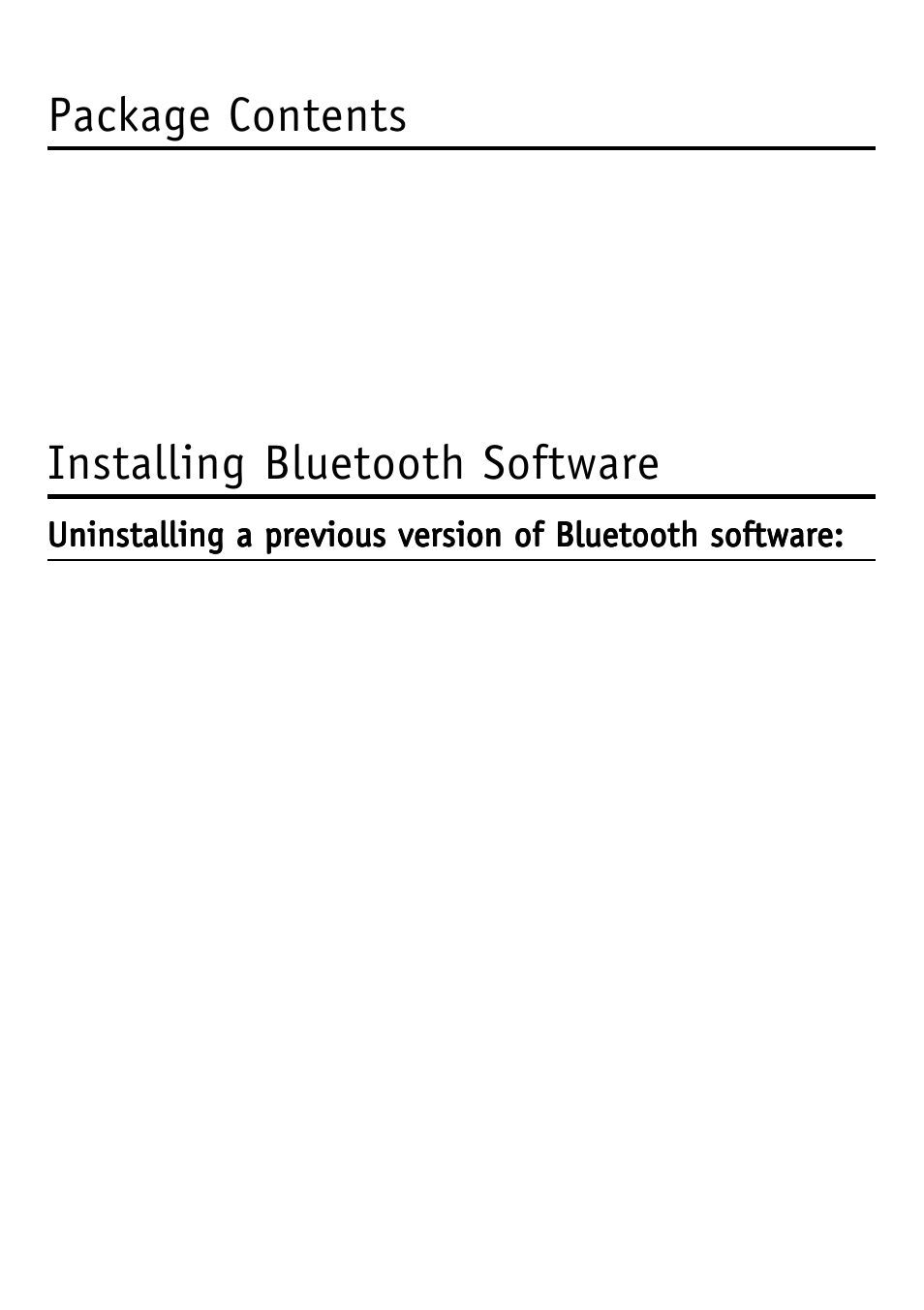 Package contents, Installing bluetooth software | D-Link DBT-120 User Manual | Page 5 / 61