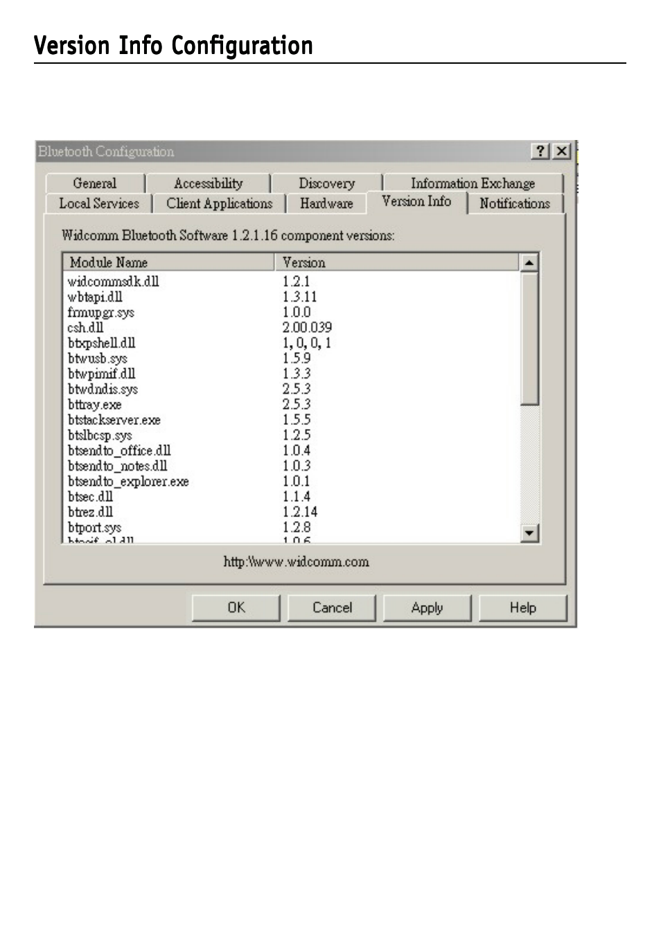 Version info configuration | D-Link DBT-120 User Manual | Page 50 / 61