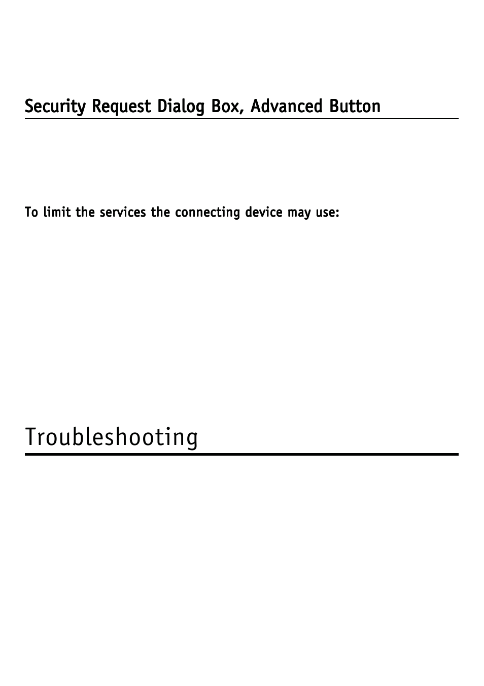 Troubleshooting, Security request dialog box, advanced button | D-Link DBT-120 User Manual | Page 55 / 61