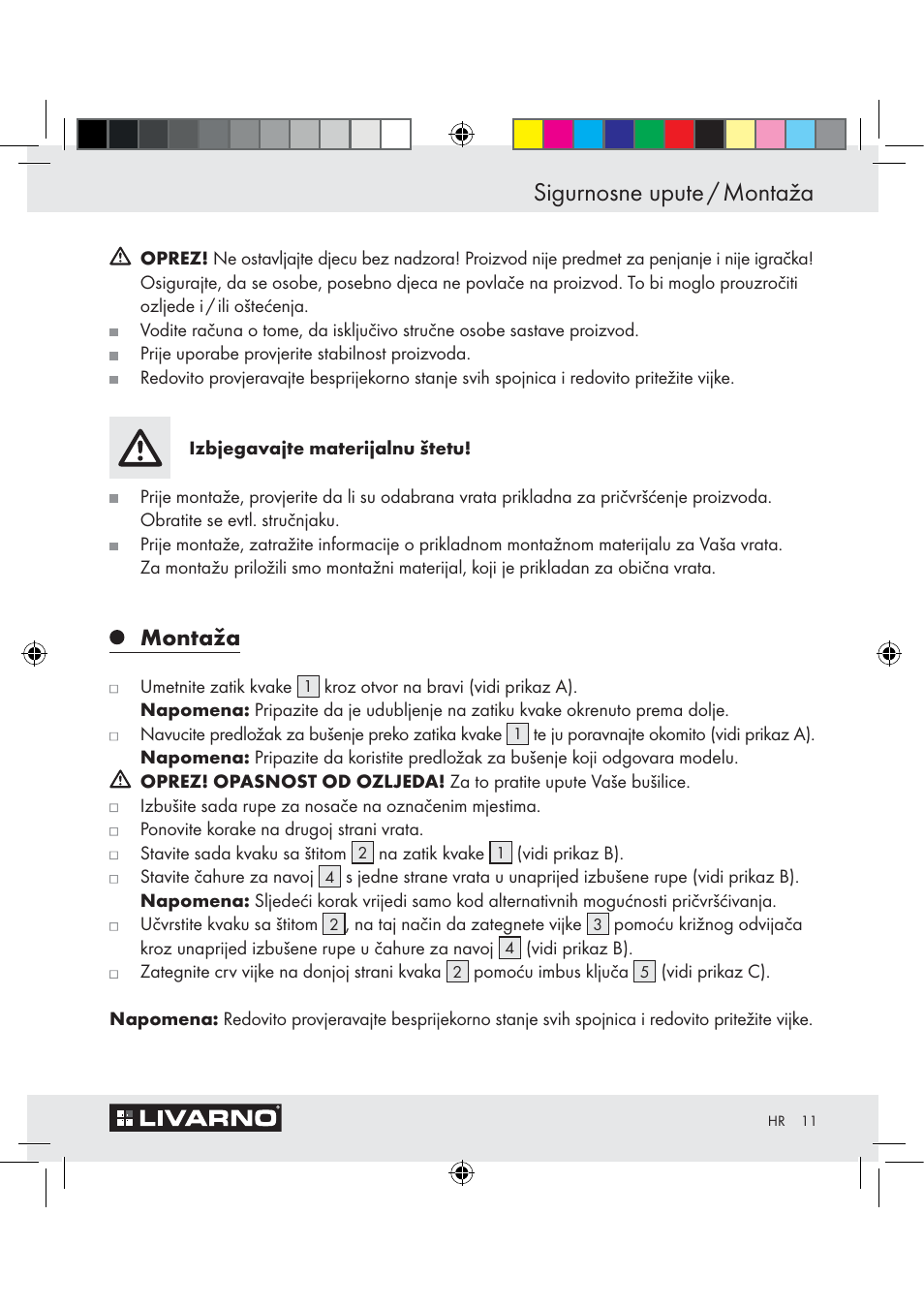 Sigurnosne upute / montaža, Montaža | Livarno Z29526C User Manual | Page 11 / 18