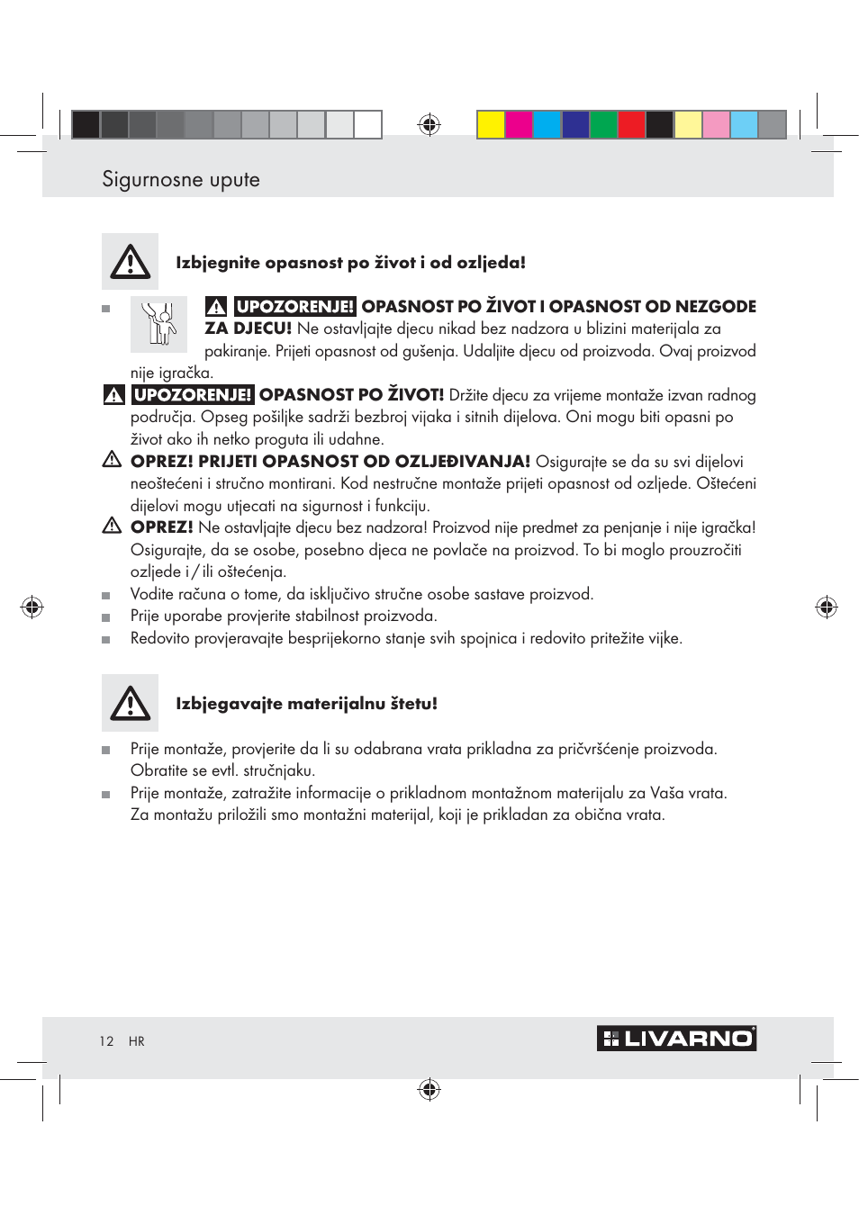 Sigurnosne upute | Livarno Z29526A User Manual | Page 12 / 22